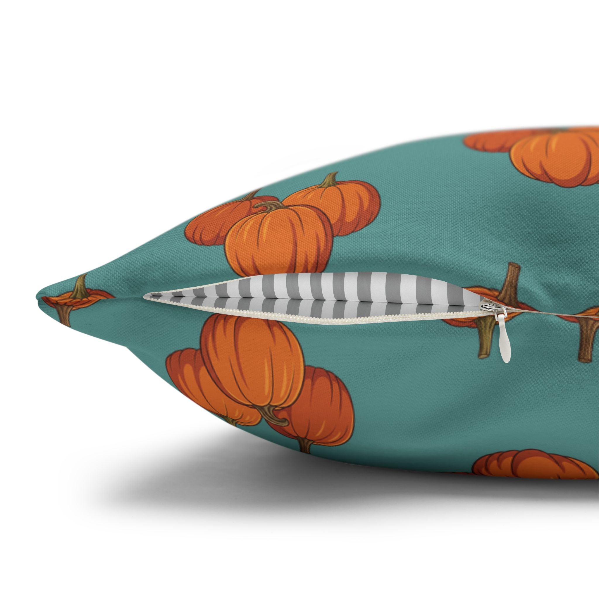 Teal Autumn Pumpkin Pattern THROW PILLOW COVER — Teal Fall Décor Cushion Cover