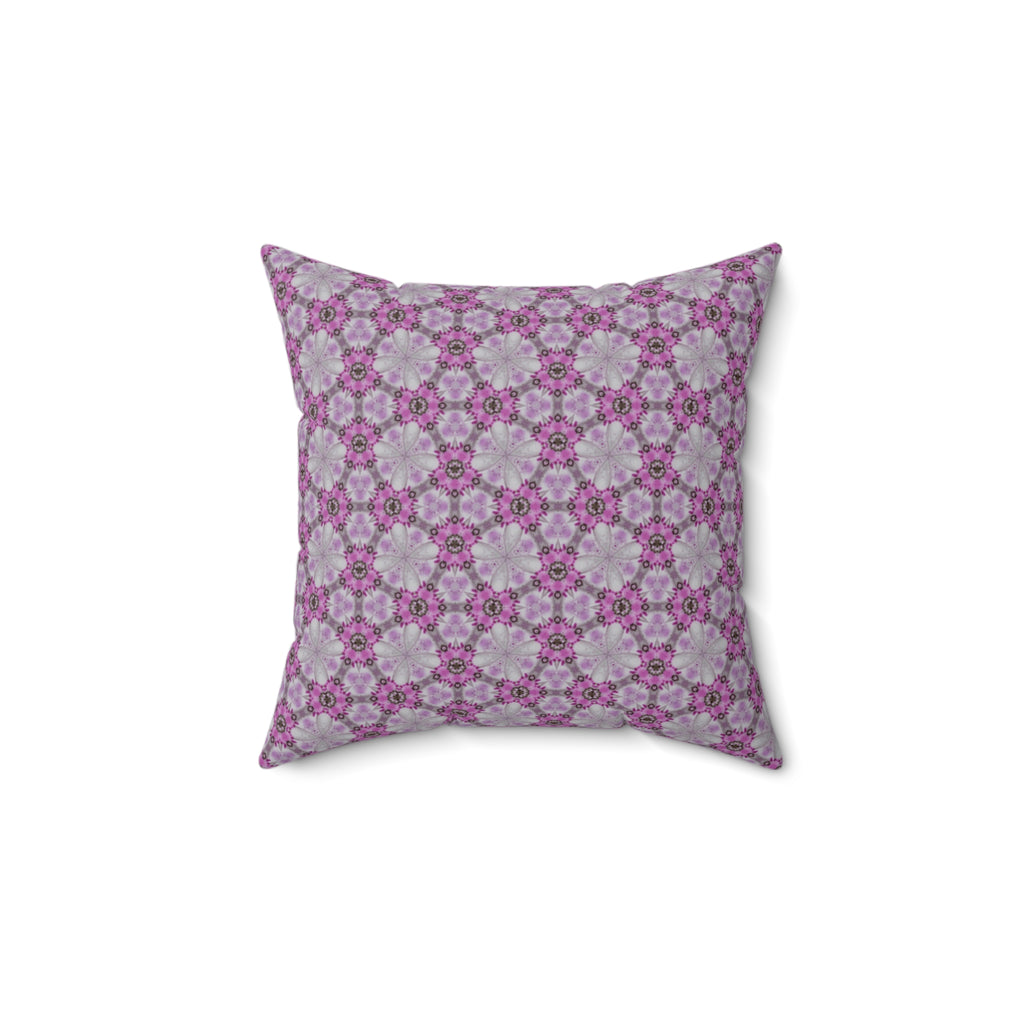 Pink Floral Square Pillow — Decorative Throw Pillow