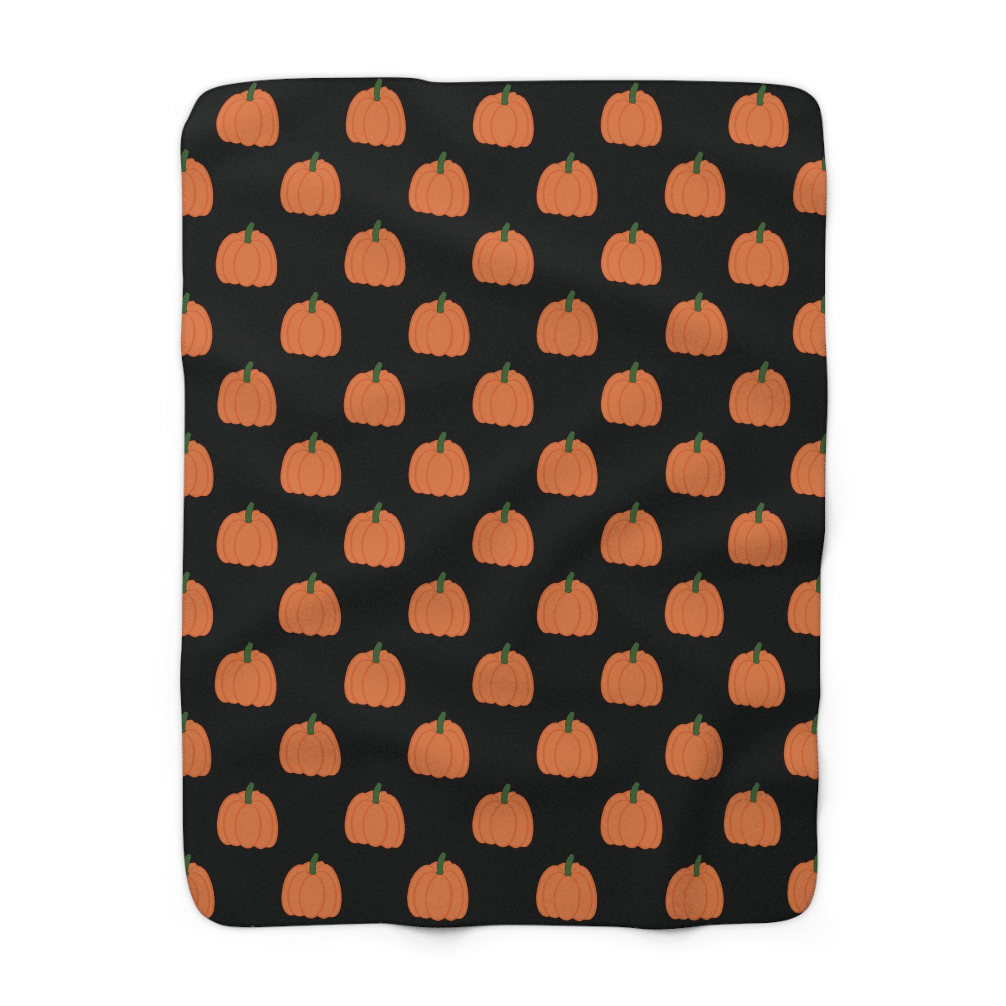 Black Halloween Pumpkin Pattern Sherpa Blanket — Cozy Halloween Fall Throw