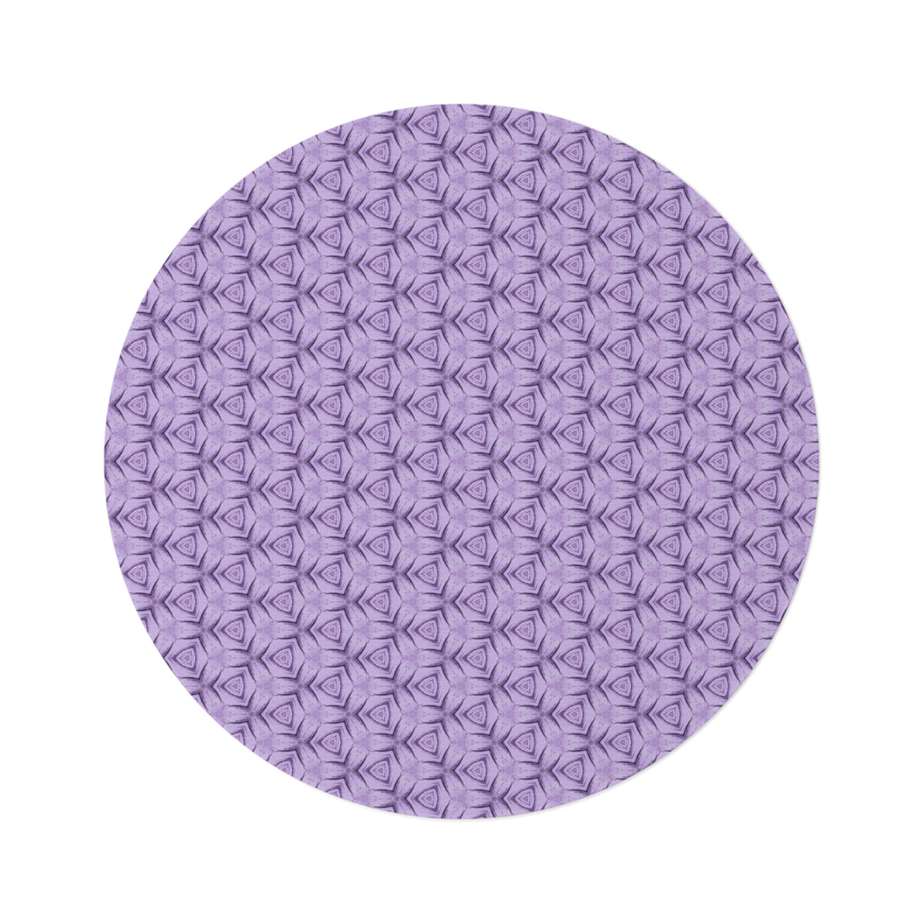 Lavender Petal Geometric Round Rug — Floral Boho Accent Mat