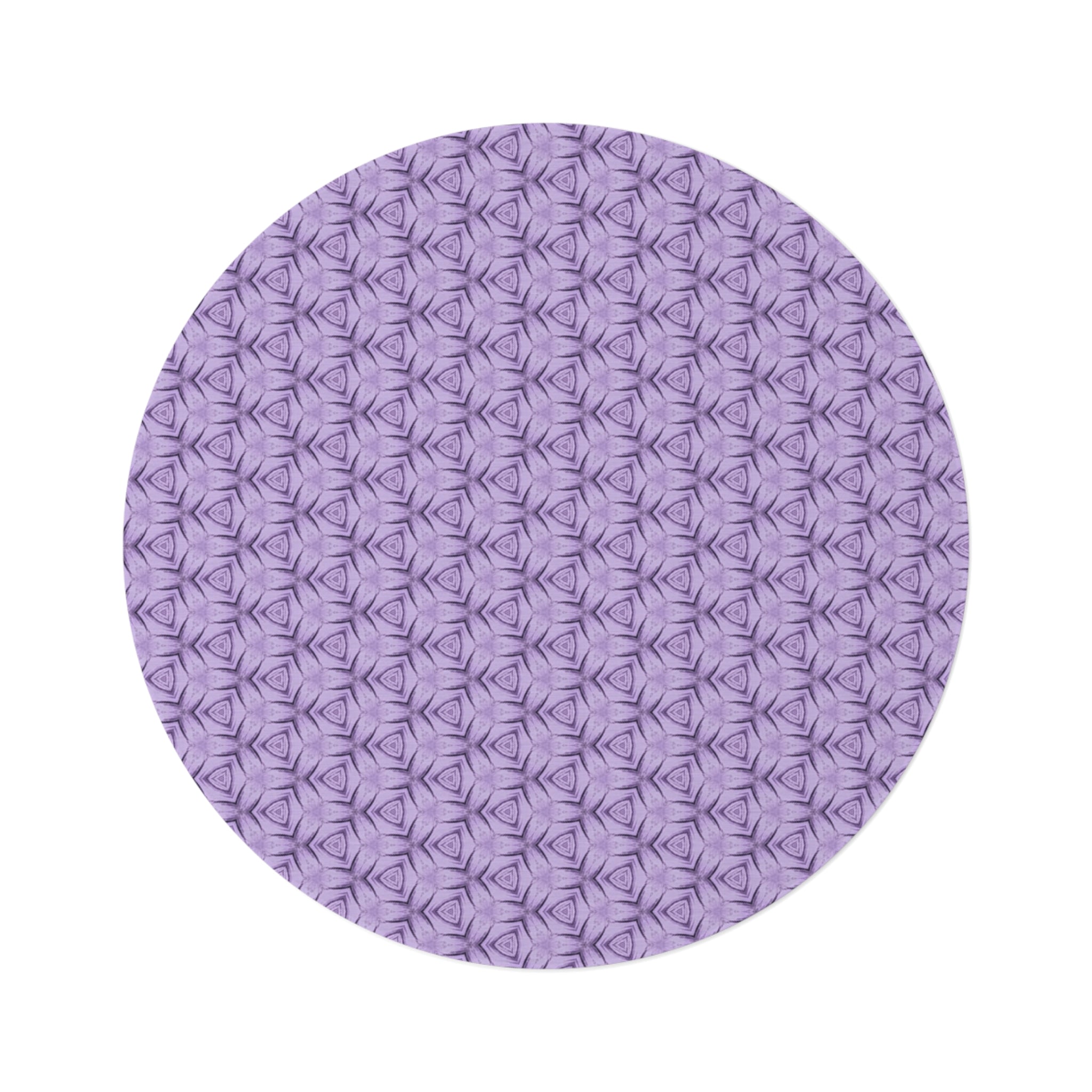 Lavender Petal Geometric Round Rug — Floral Boho Accent Mat