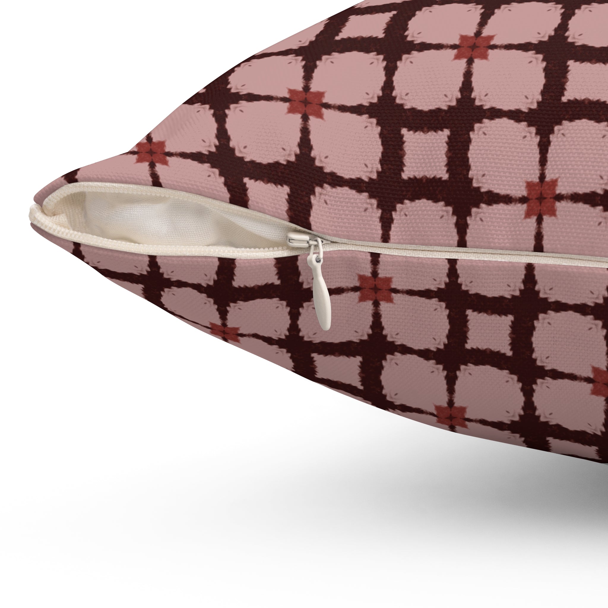 Vintage Pink Plaid Decorative Pillow — Pink Retro Grid Pattern