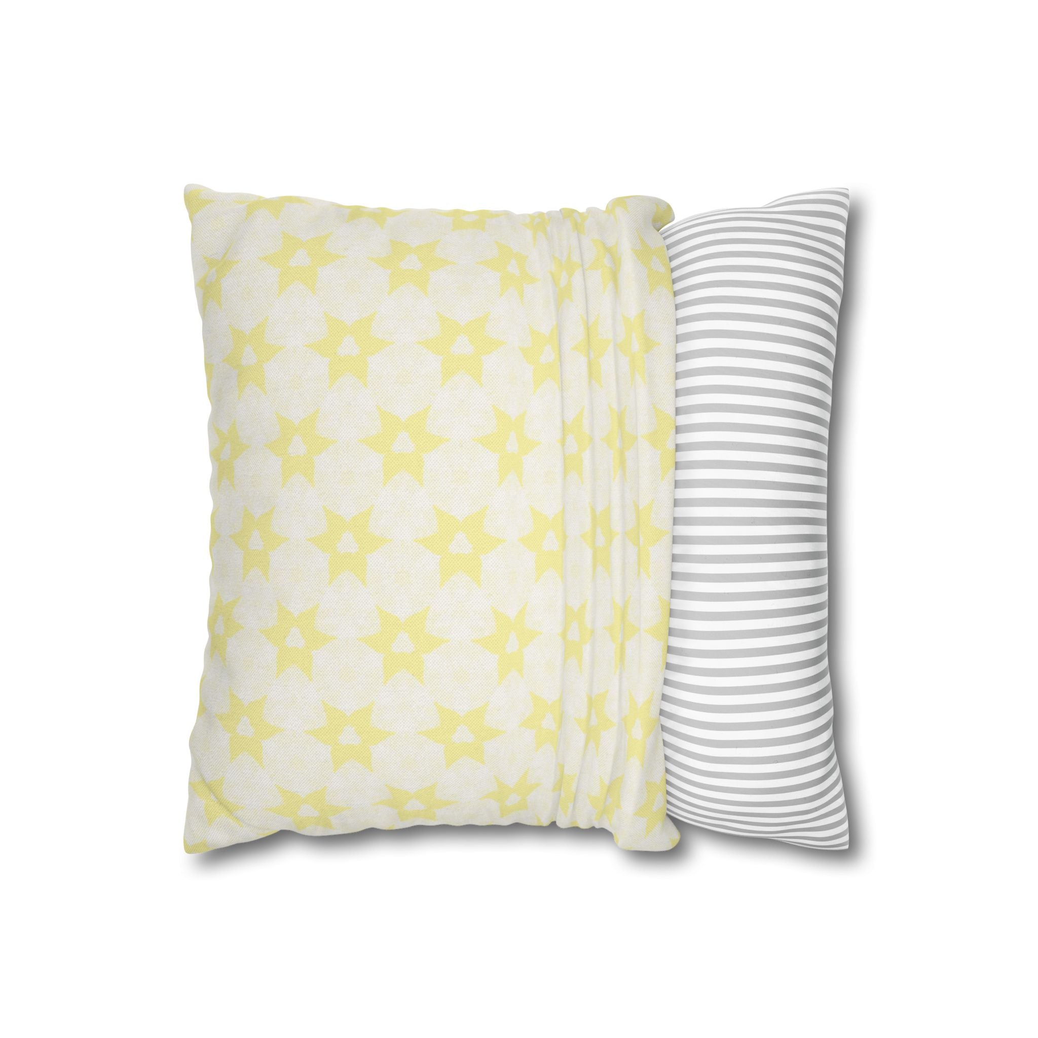Cream Floral Star THROW PILLOW COVER — Soft Spun Polyester Square Pillowcase