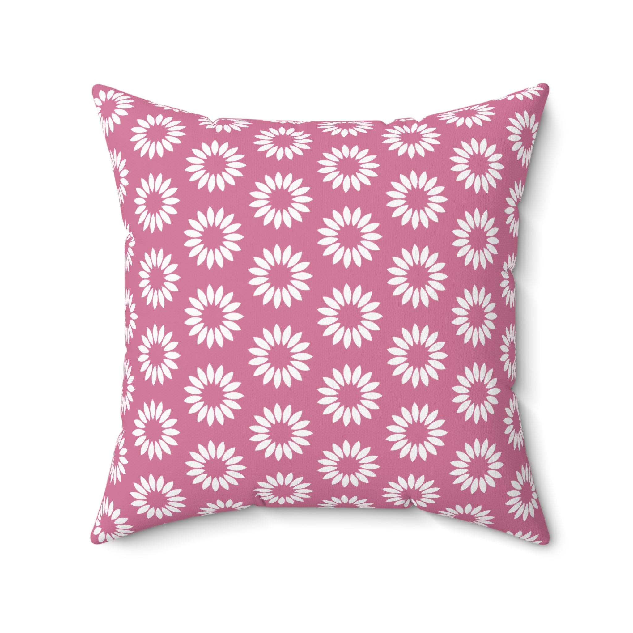 Pink Daisy Pattern Pillow — Decorative Square Throw Pillow
