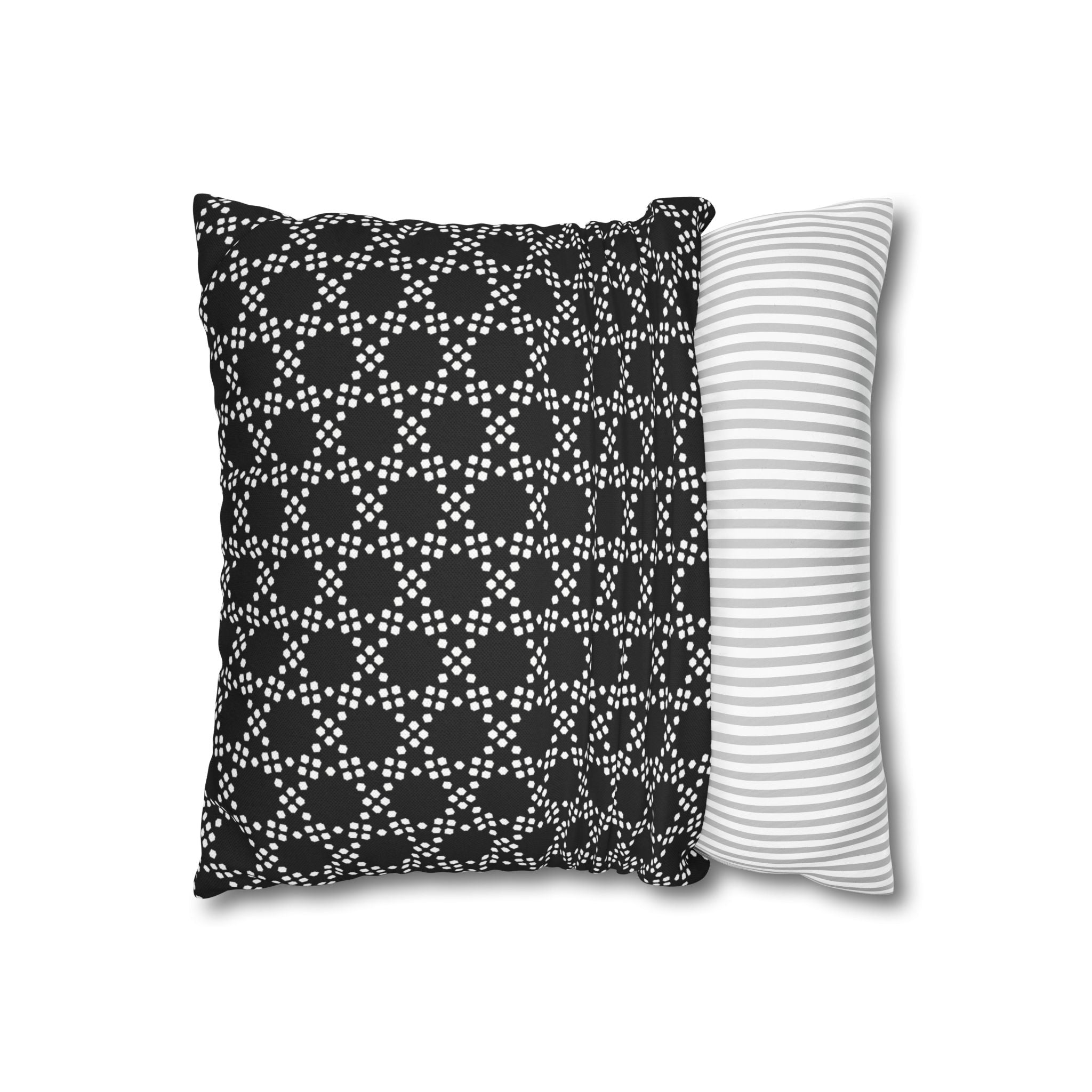 Black and White Lattice Dot Pattern THROW PILLOW COVER — Modern Decorative Throw Pillow