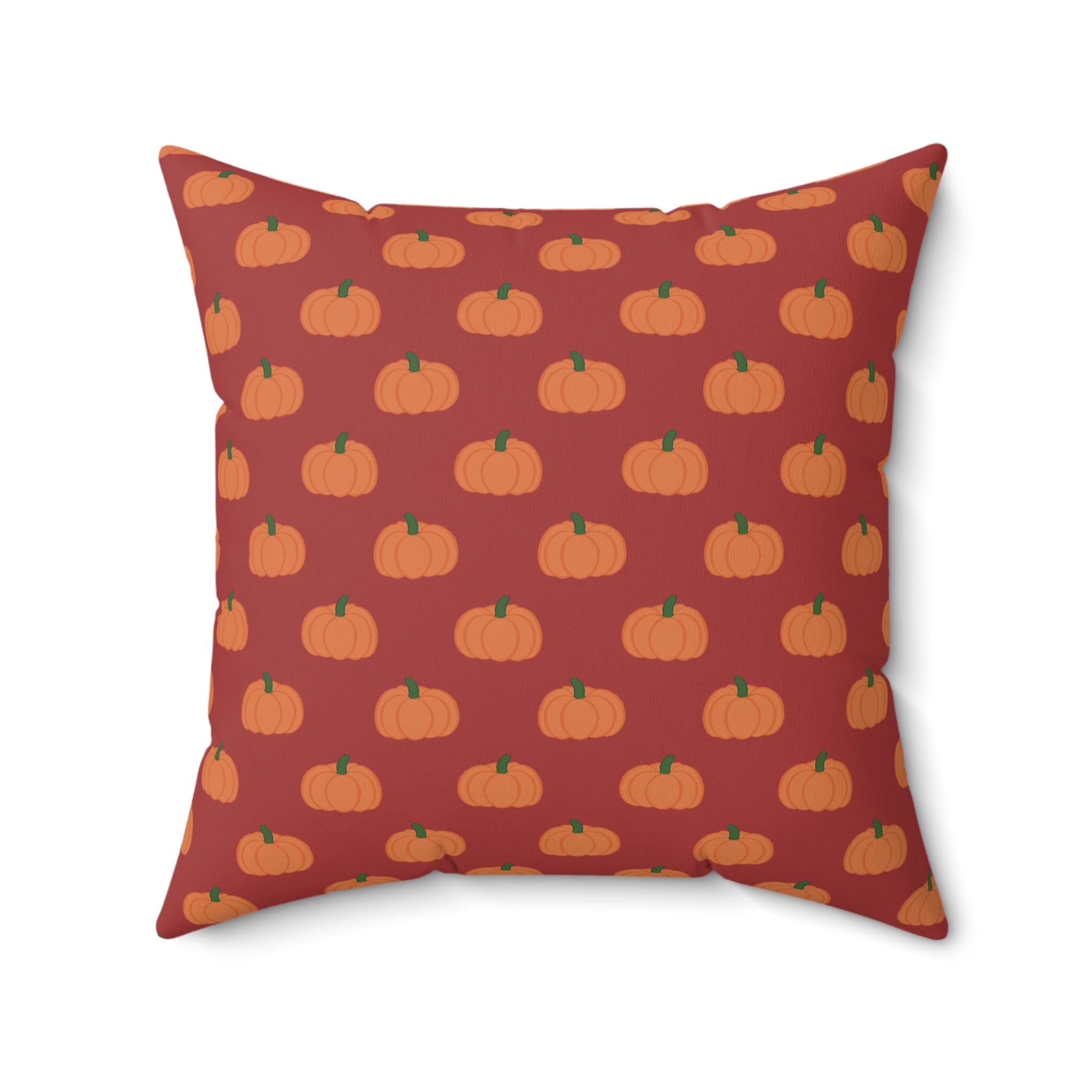 Burnt Orange Halloween Pumpkin Pattern Square Pillow — Halloween Fall Decorative Throw Pillow