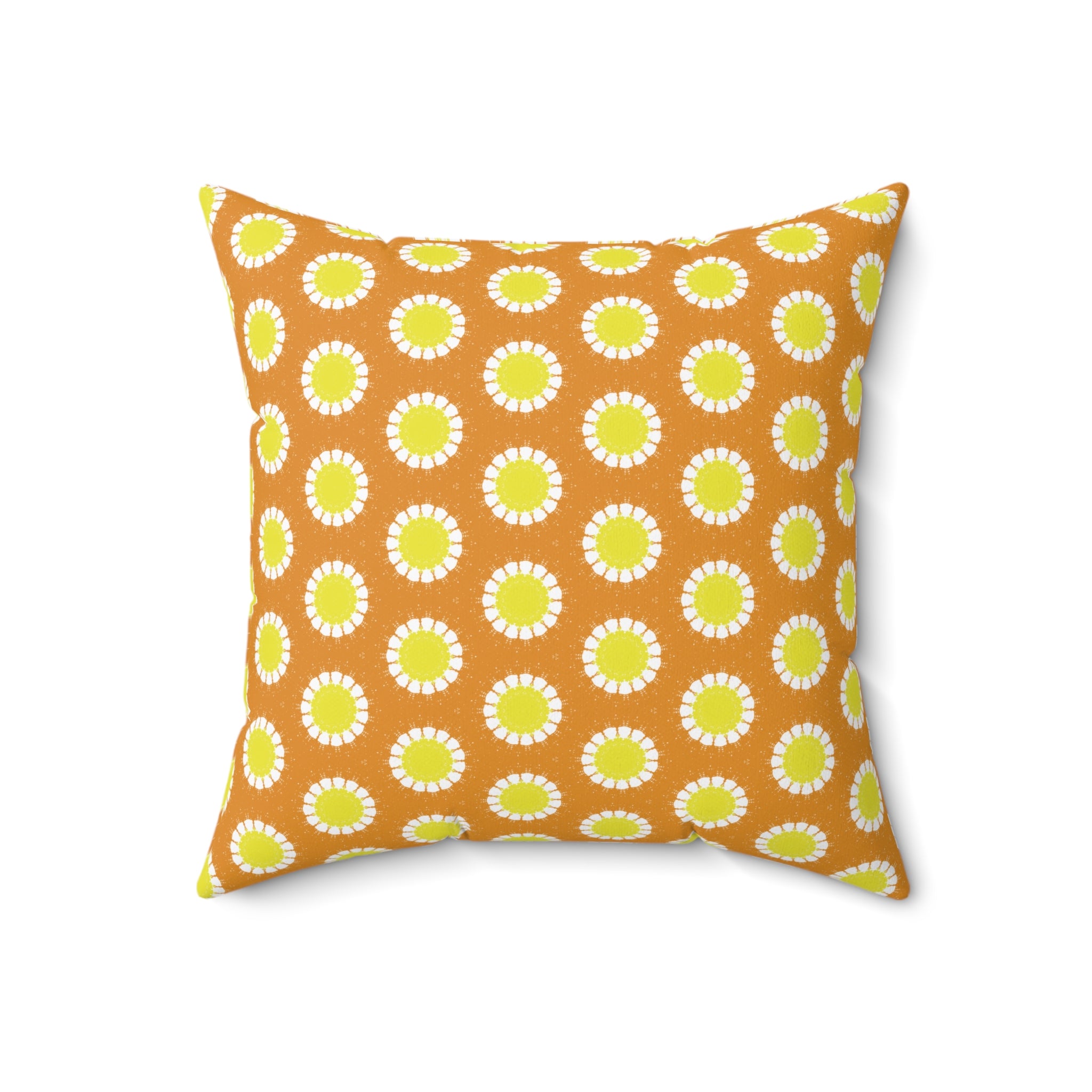 Retro Daisy Pattern Pillow — Orange & Yellow Floral Decorative Throw Pillow