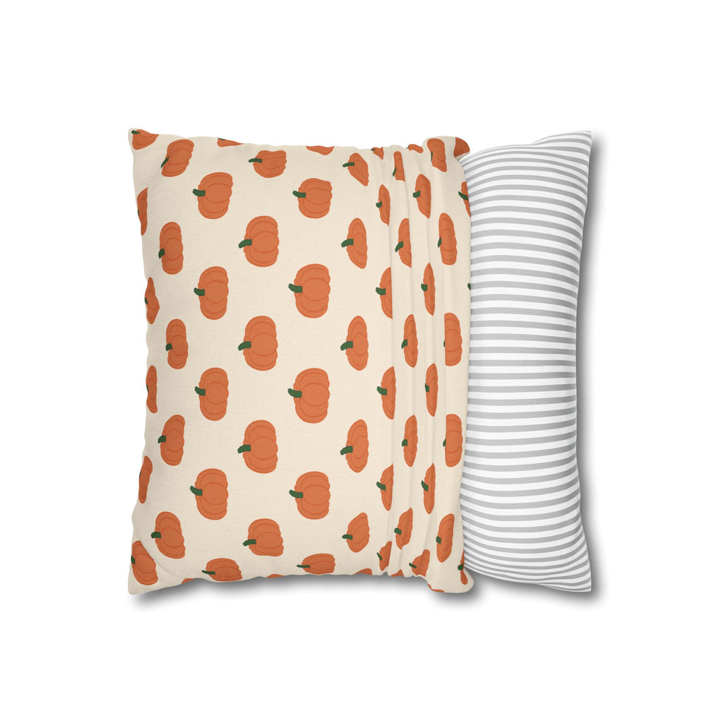 Cream Halloween Pumpkin Pattern THROW PILLOW COVER — Fall Decorative Square Pillow Cover