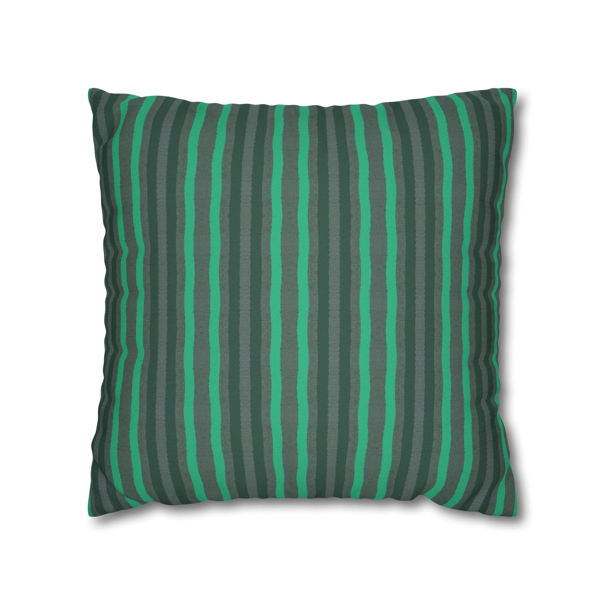 Green & Gray Striped Decorative THROW PILLOW COVER