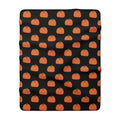 Black Halloween Pumpkin Pattern Sherpa Blanket — Cozy Halloween Fall Throw