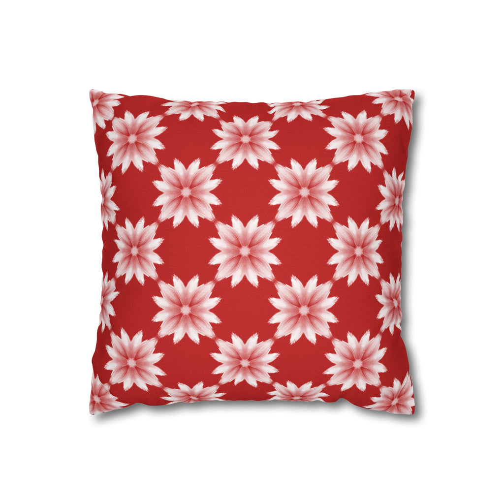 Holiday Red Floral THROW PILLOW COVER — Festive Floral Holiday Cushion Cover