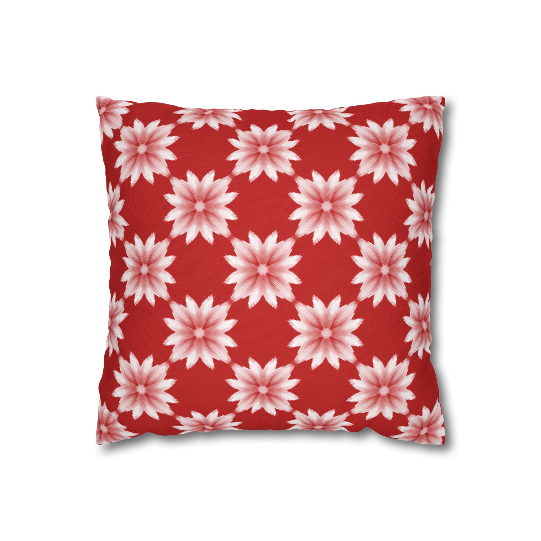 Holiday Red Floral THROW PILLOW COVER — Festive Floral Holiday Cushion Cover