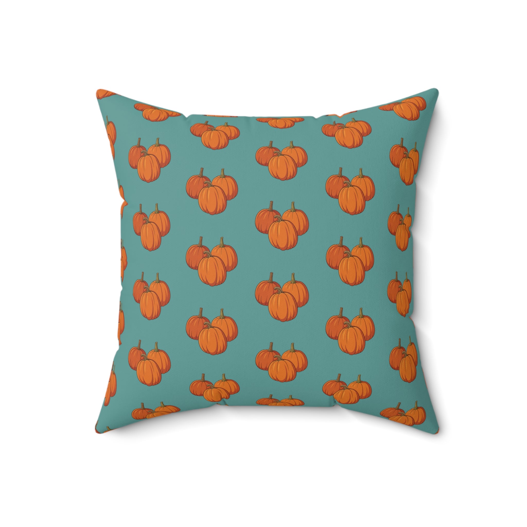 Teal Autumn Pumpkin Pattern Throw Pillow — Fall Decorative Accent Cushion