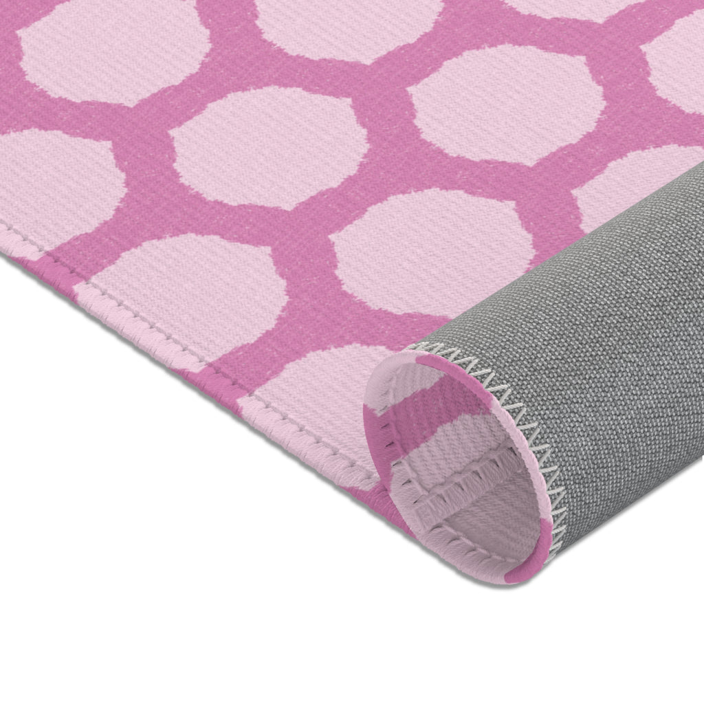 Pink Honeycomb Area Rug — Geometric Decorative Accent Rug for Nursery, Kids’ Room & Playroom