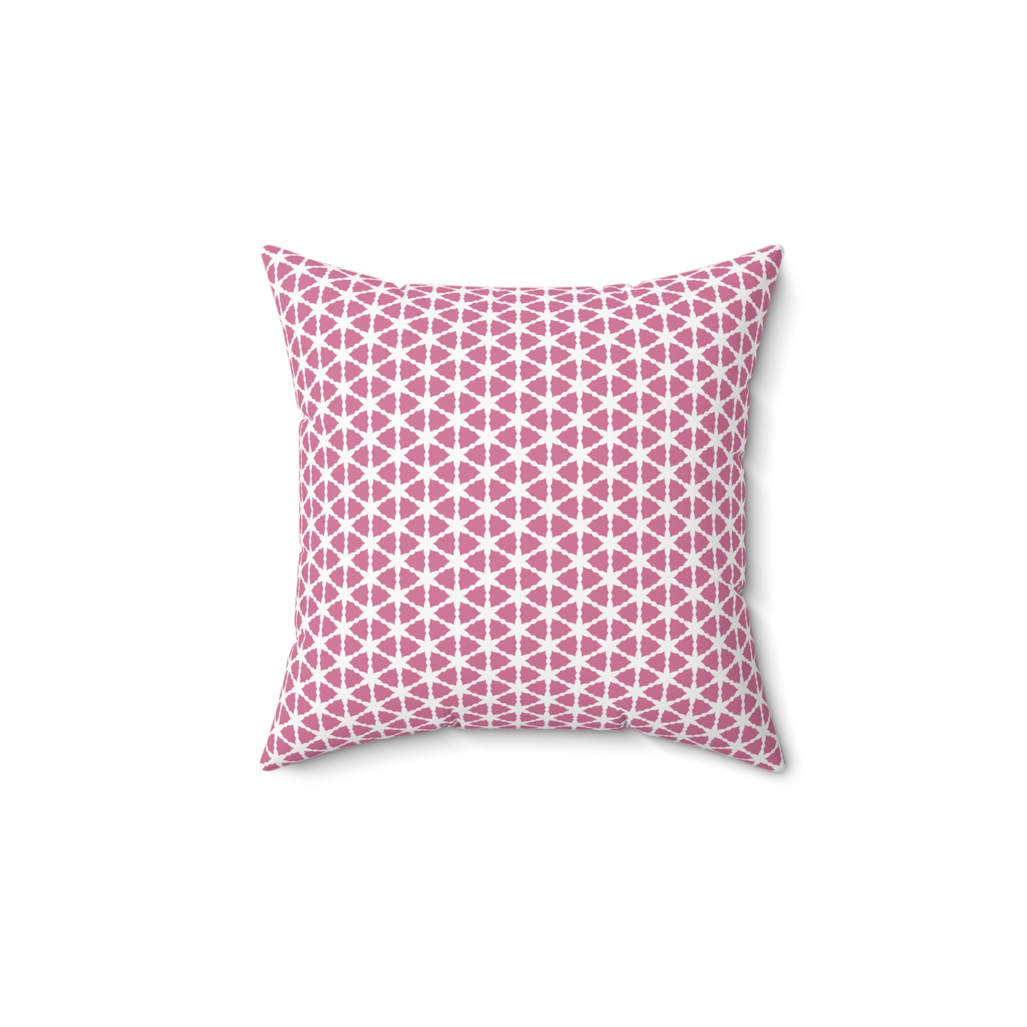 Pink and White Pattern Pillow — Square Decorative Throw Cushion