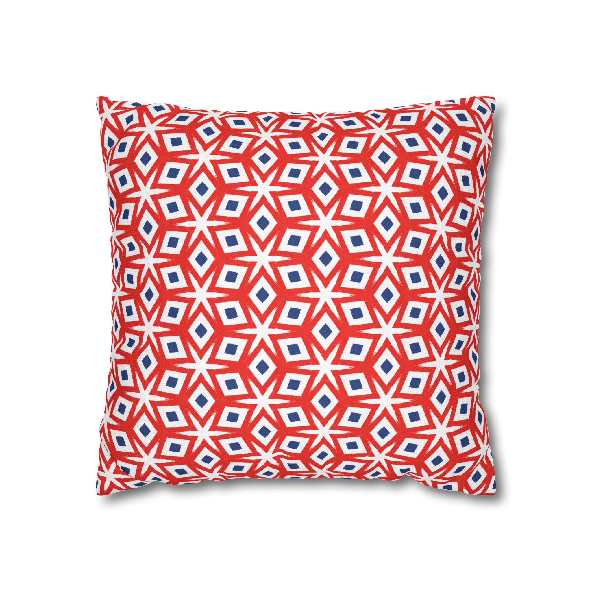 July 4th Fun THROW PILLOW COVER — Patriotic Spun Polyester Pillow Cover
