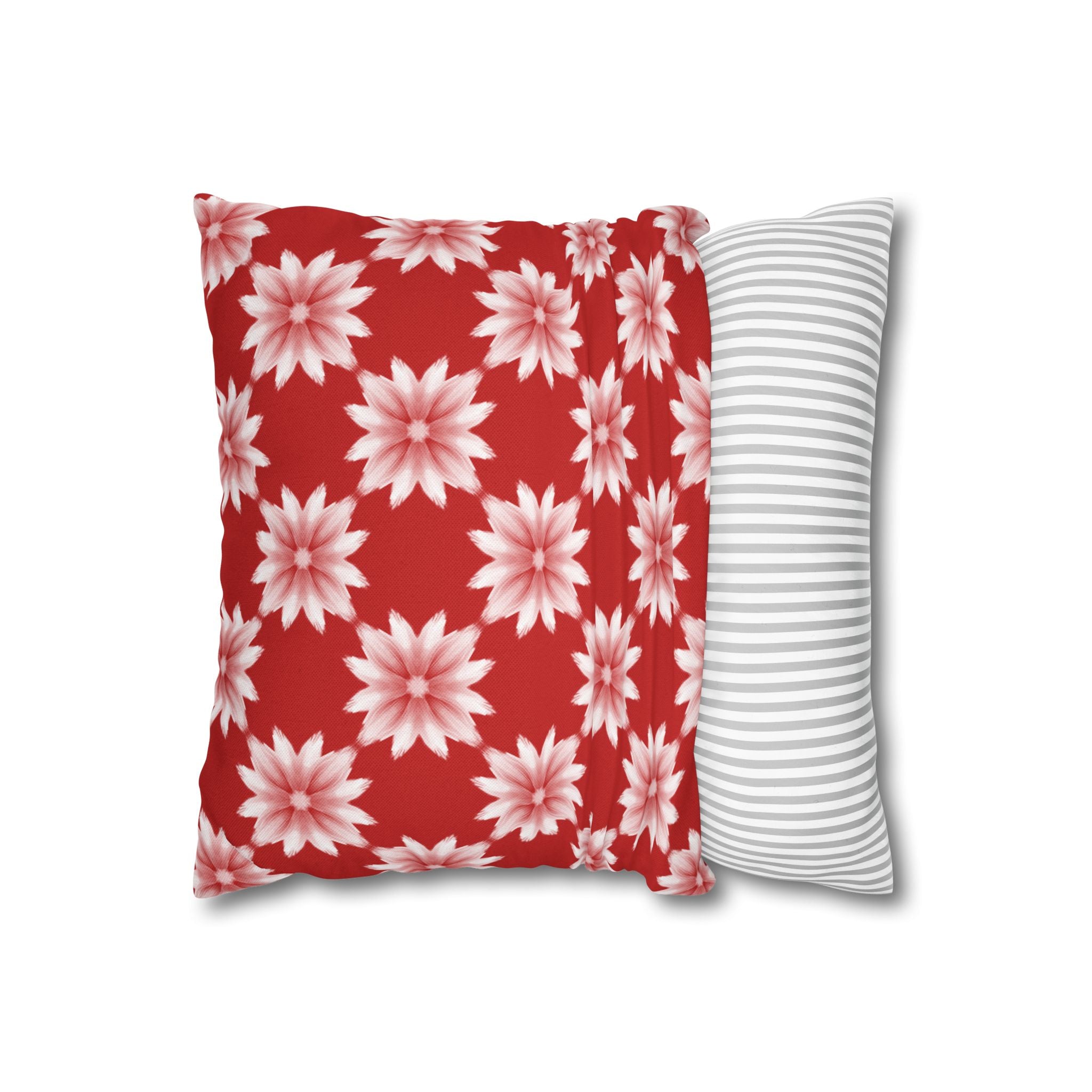 Holiday Red Floral THROW PILLOW COVER — Festive Floral Holiday Cushion Cover