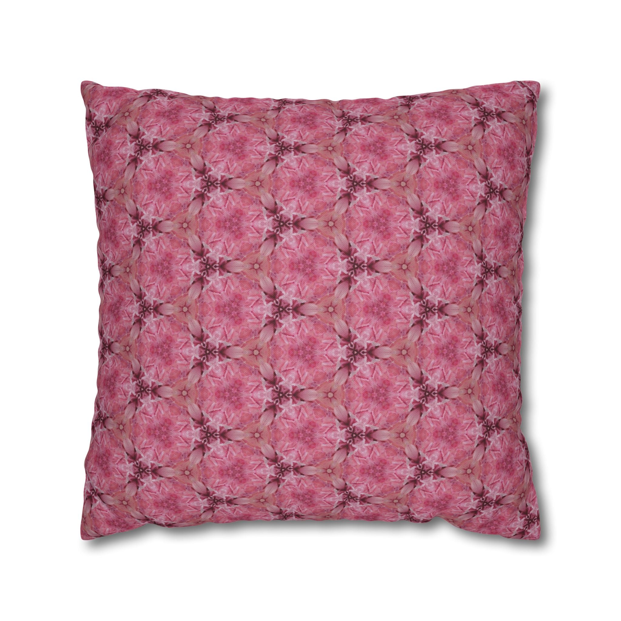 Pink Kaleidoscope THROW PILLOW COVER — Spun Polyester Square Pillow
