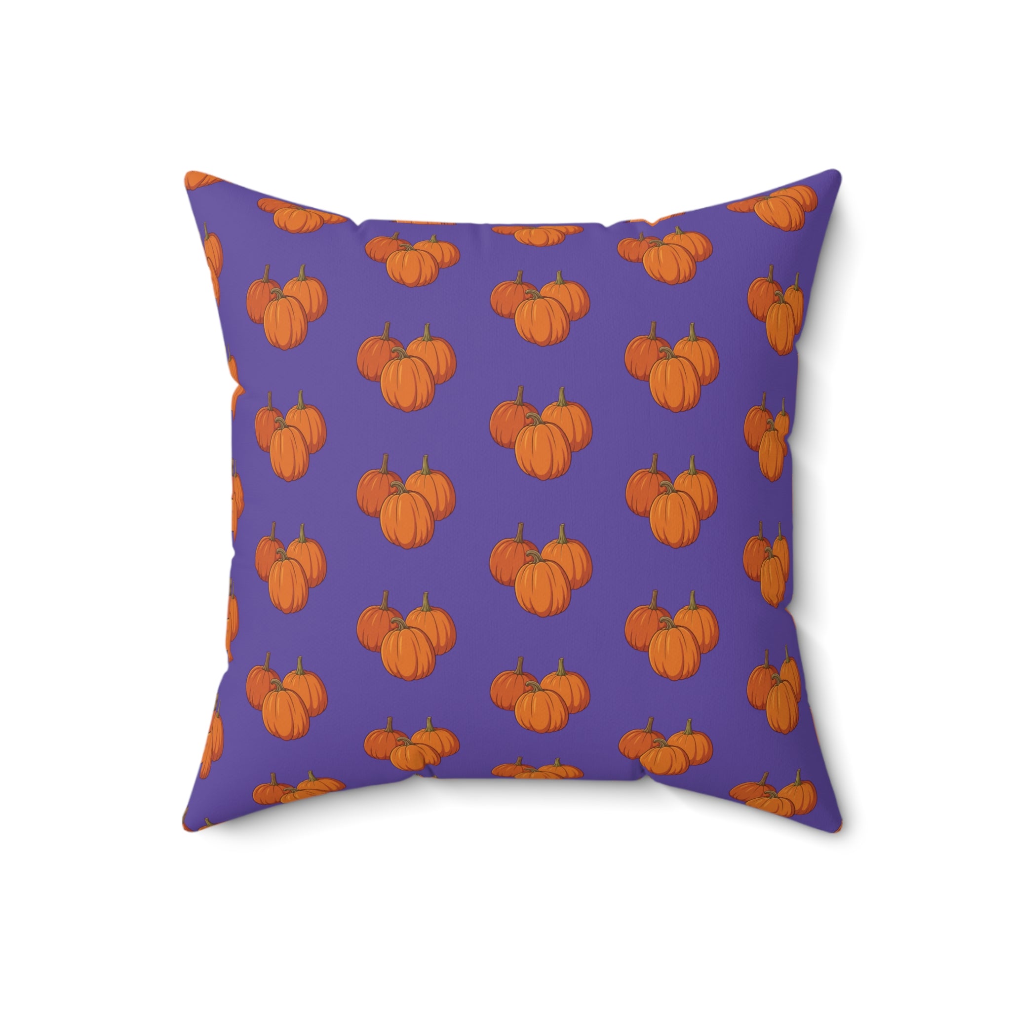 Purple Autumn Pumpkin Pattern Pillow - Purple Spun Polyester Decorative Cushion