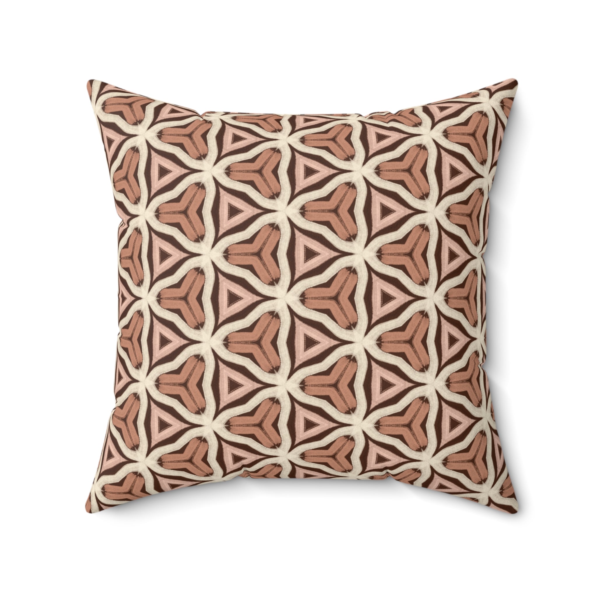Earth Tone Tribal Pattern Square Pillow — Boho Terracotta Decorative Throw