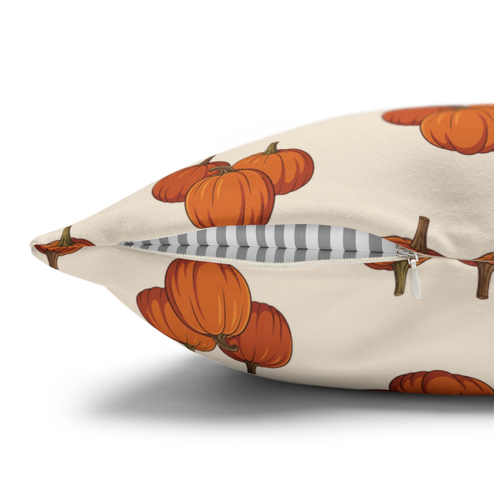 Cream Autumn Pumpkin Pattern THROW PILLOW COVER — Fall Decorative Throw Pillow Cover