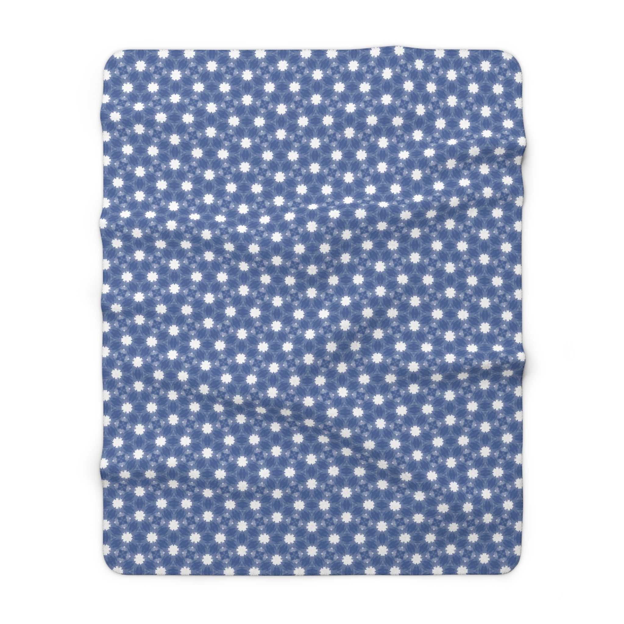 Blue & White Floral Sherpa Fleece Blanket