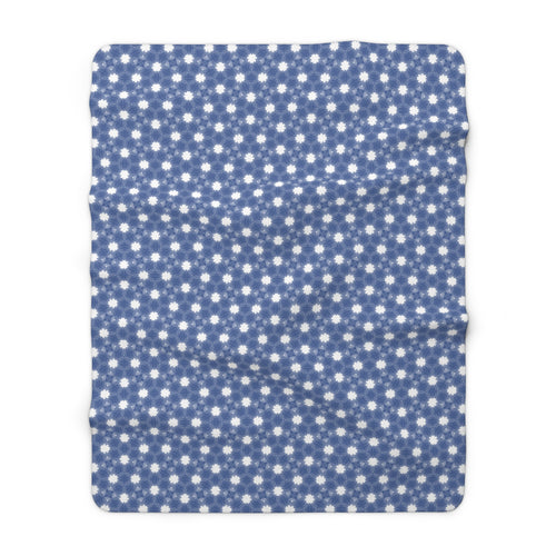 Blue & White Floral Sherpa Fleece Blanket