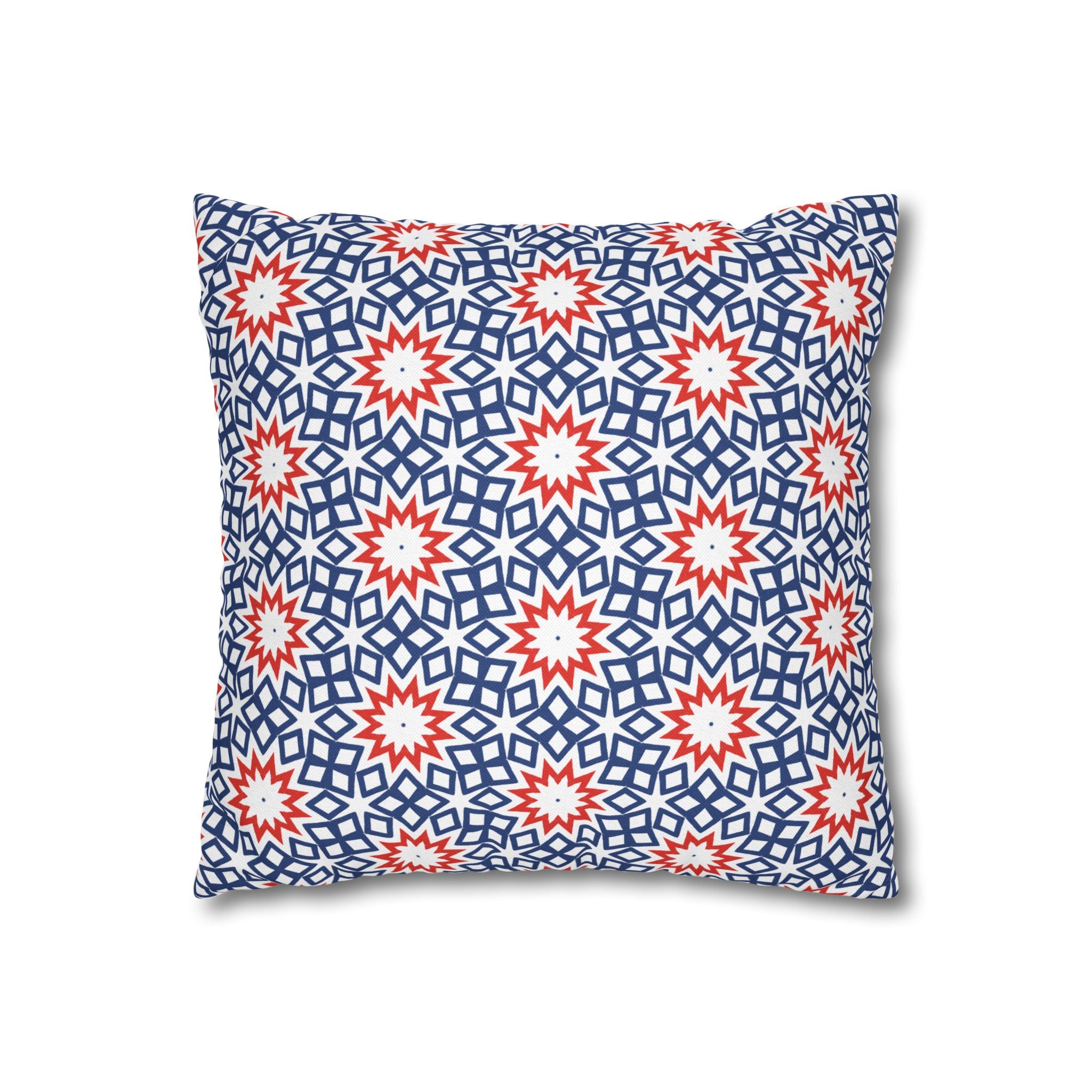Red White & Blue Holiday THROW PILLOW COVER – Patriotic Square Throw Pillow Cover
