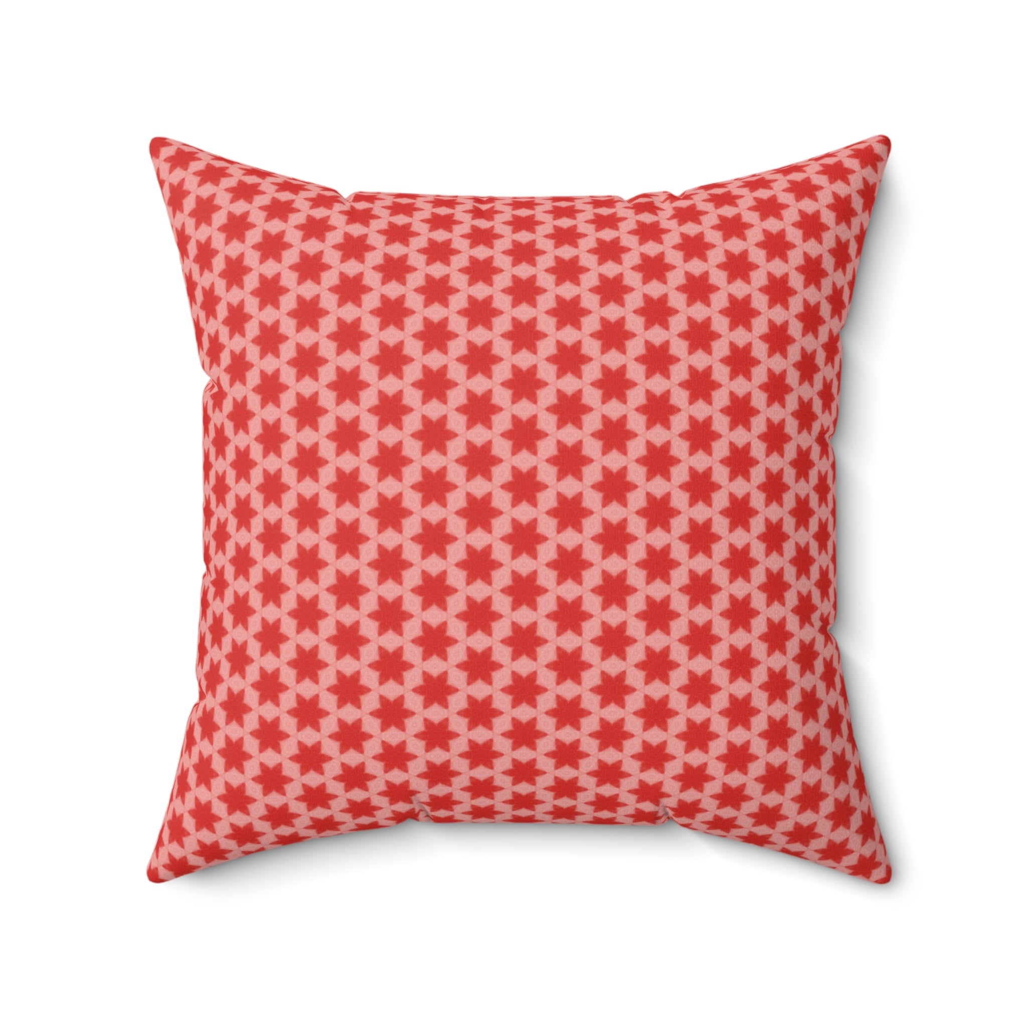 July 4th Red Stars Square Pillow — Patriotic Spun Polyester Throw Pillow