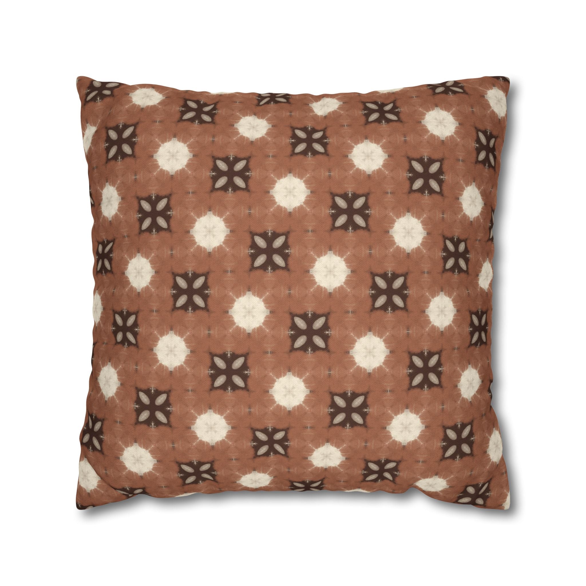 Retro Brown Geometric Spun Polyester THROW PILLOW COVER — Cozy Boho Throw Pillow Cover