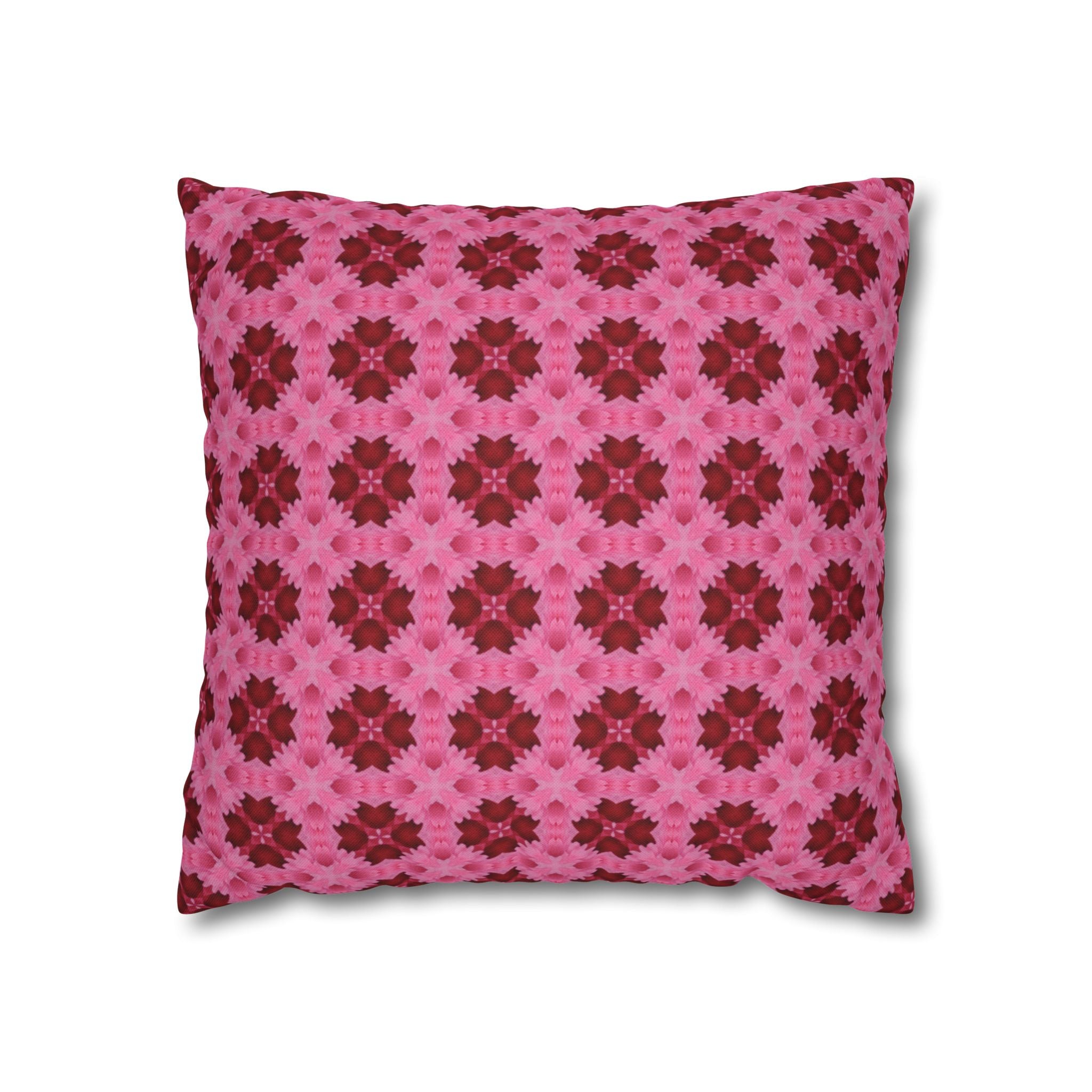 Pink Floral Geometric THROW PILLOW COVER — Decorative Square Pillow Cover