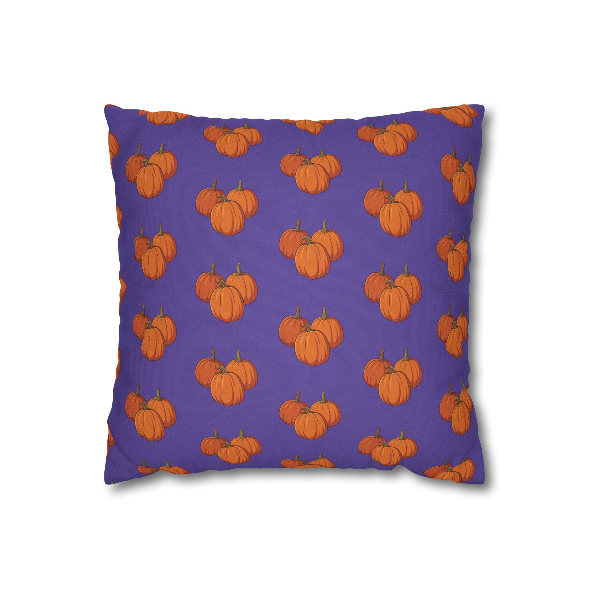 Purple Autumn Pumpkin Pattern THROW PILLOW COVER — Orange Pumpkins on Purple Decorative Throw Pillow