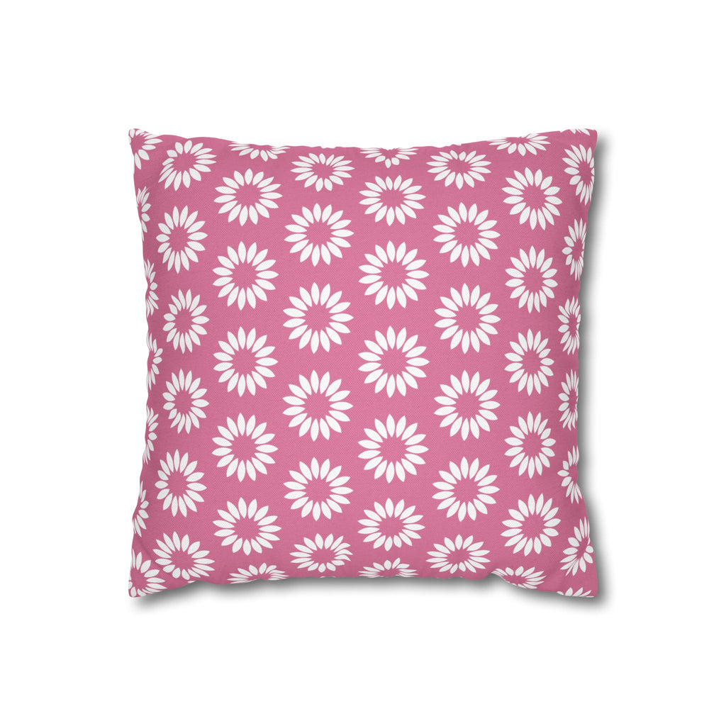 Pink Daisy Pattern THROW PILLOW COVER — Floral Square Decorative Pillow Cover