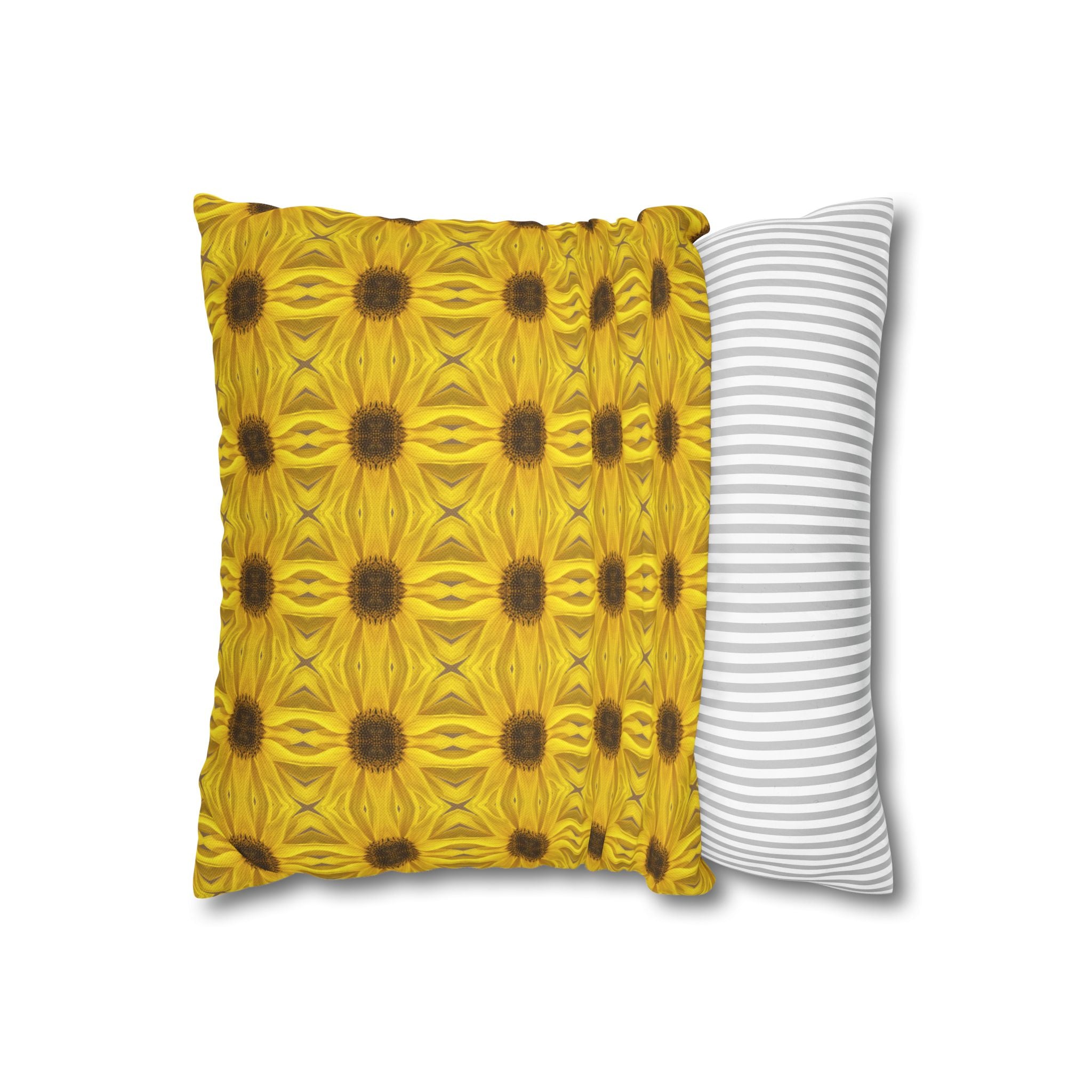 Sunflower Mosaic Decorative THROW PILLOW COVER — Yellow Floral Decorative Throw Pillow