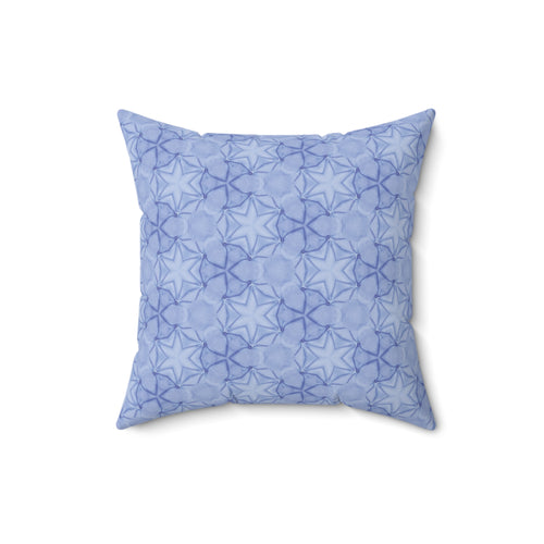 Blue Floral Geometric Throw Pillow — Soft Starburst Pattern Home Decor