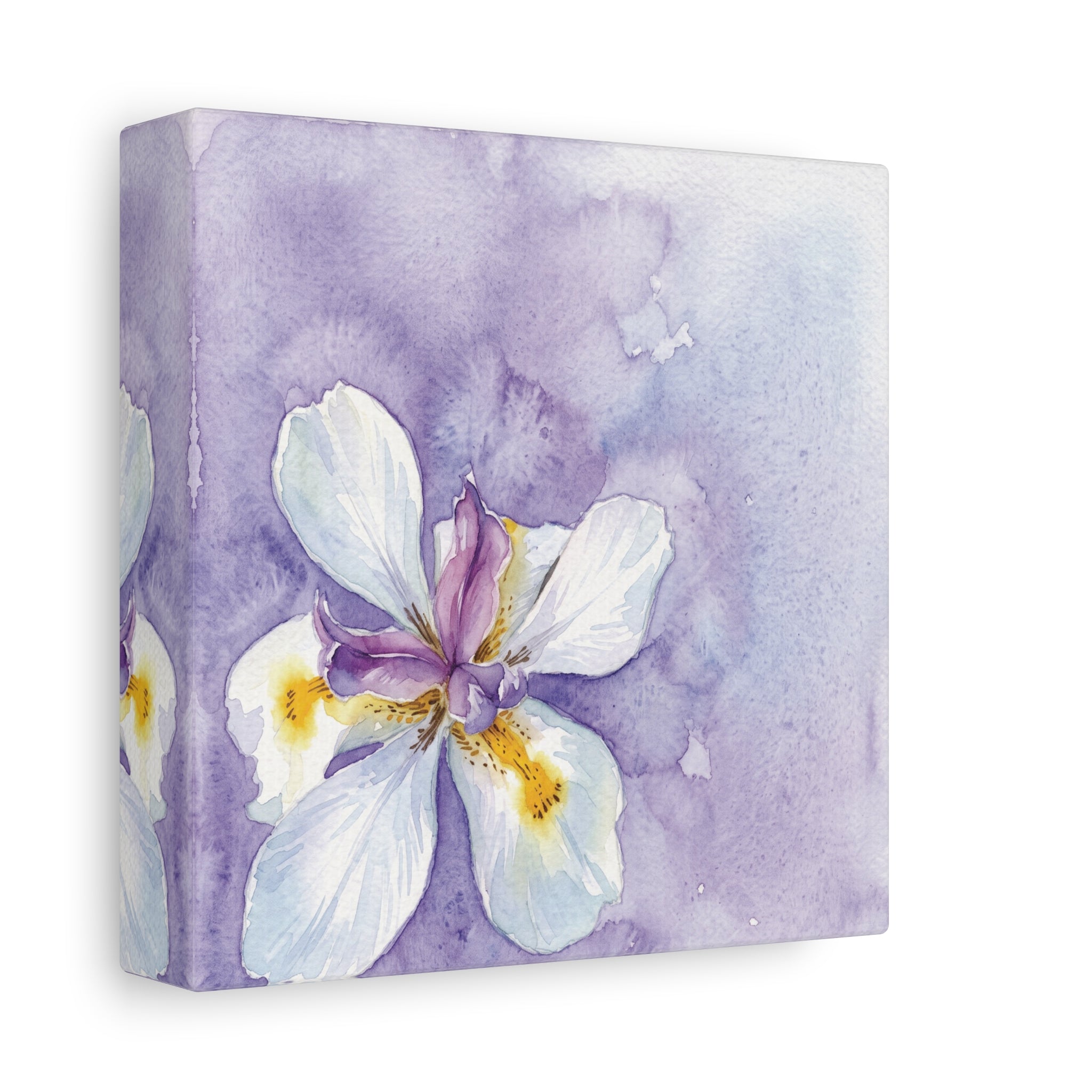 Watercolor Iris Canvas Wall Art - Purple Floral Stretch