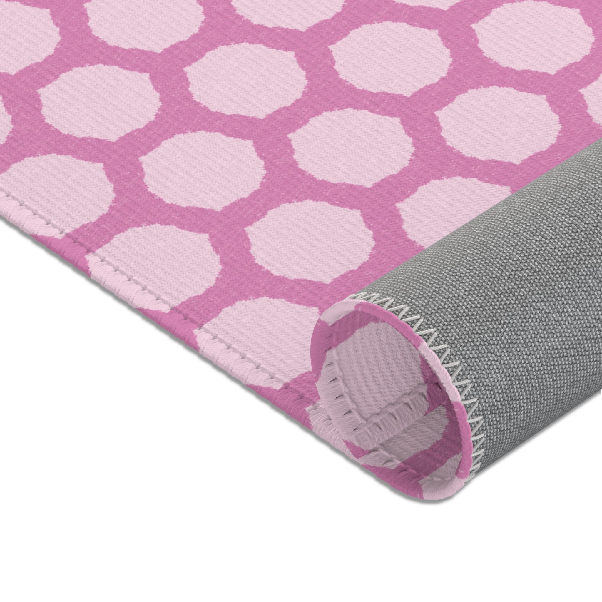 Pink Honeycomb Area Rug — Geometric Decorative Accent Rug for Nursery, Kids’ Room & Playroom