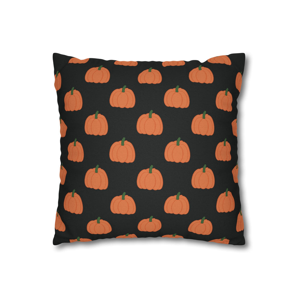 Black Halloween Pumpkin Pattern THROW PILLOW COVER — Halloween Fall Decorative Square Pillow Cover