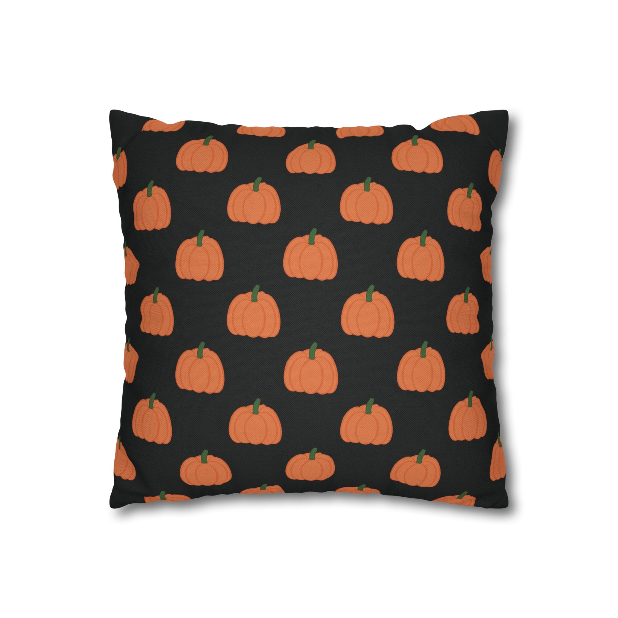 Black Halloween Pumpkin Pattern THROW PILLOW COVER — Halloween Fall Decorative Square Pillow Cover