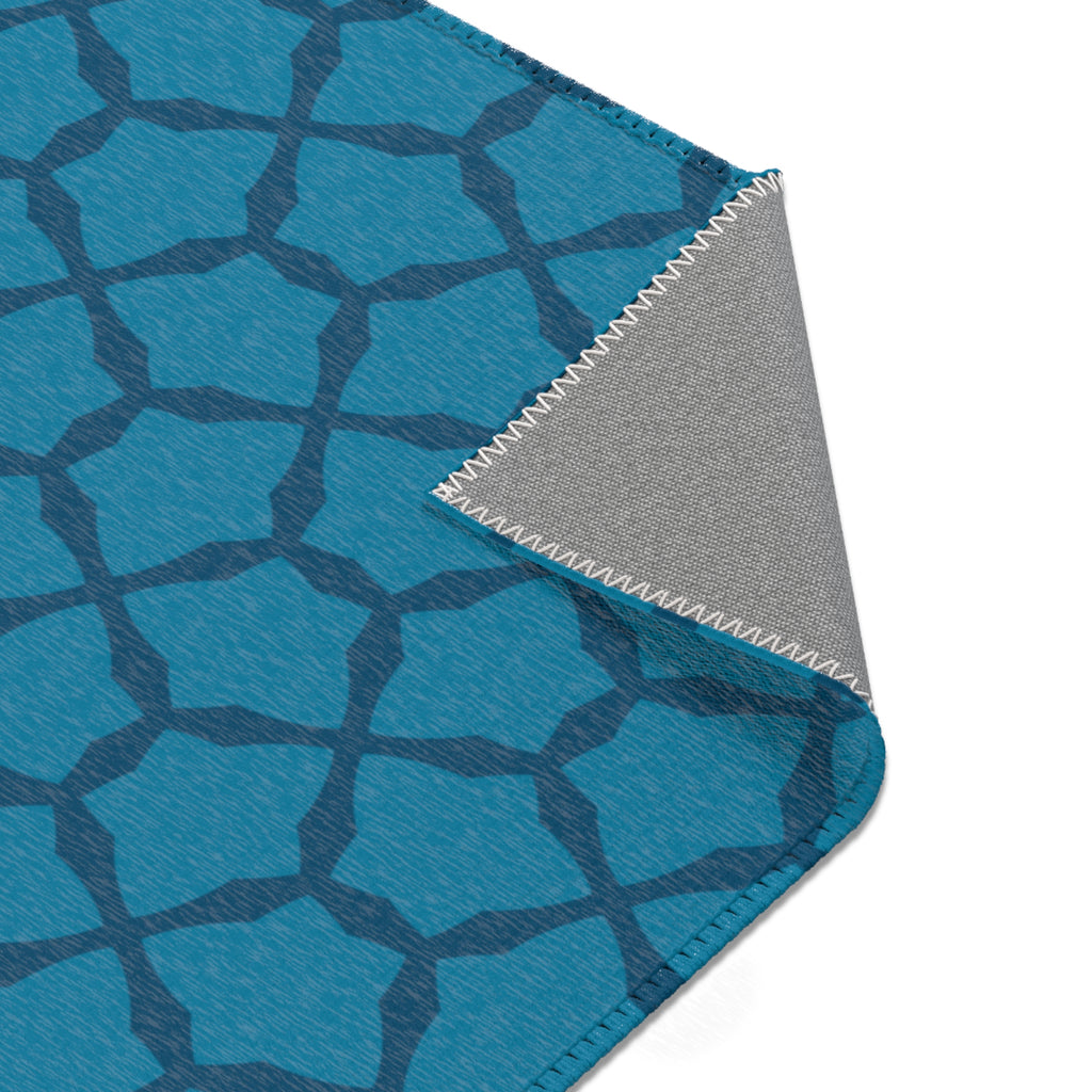 Blue Geometric Trellis Area Rug — Modern Moroccan Pattern