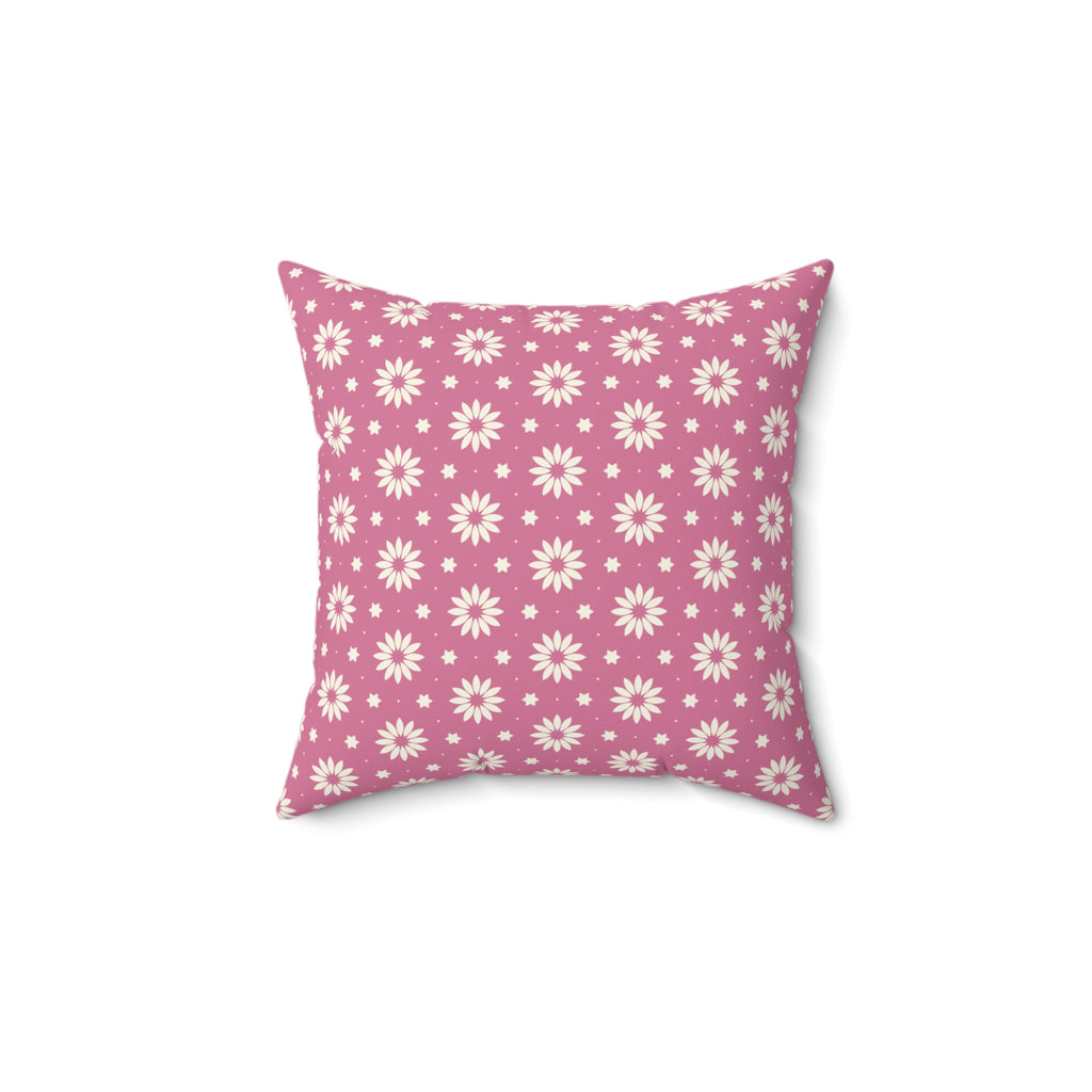 Pink Daisy Pattern Pillow — Floral Decorative Throw Pillow