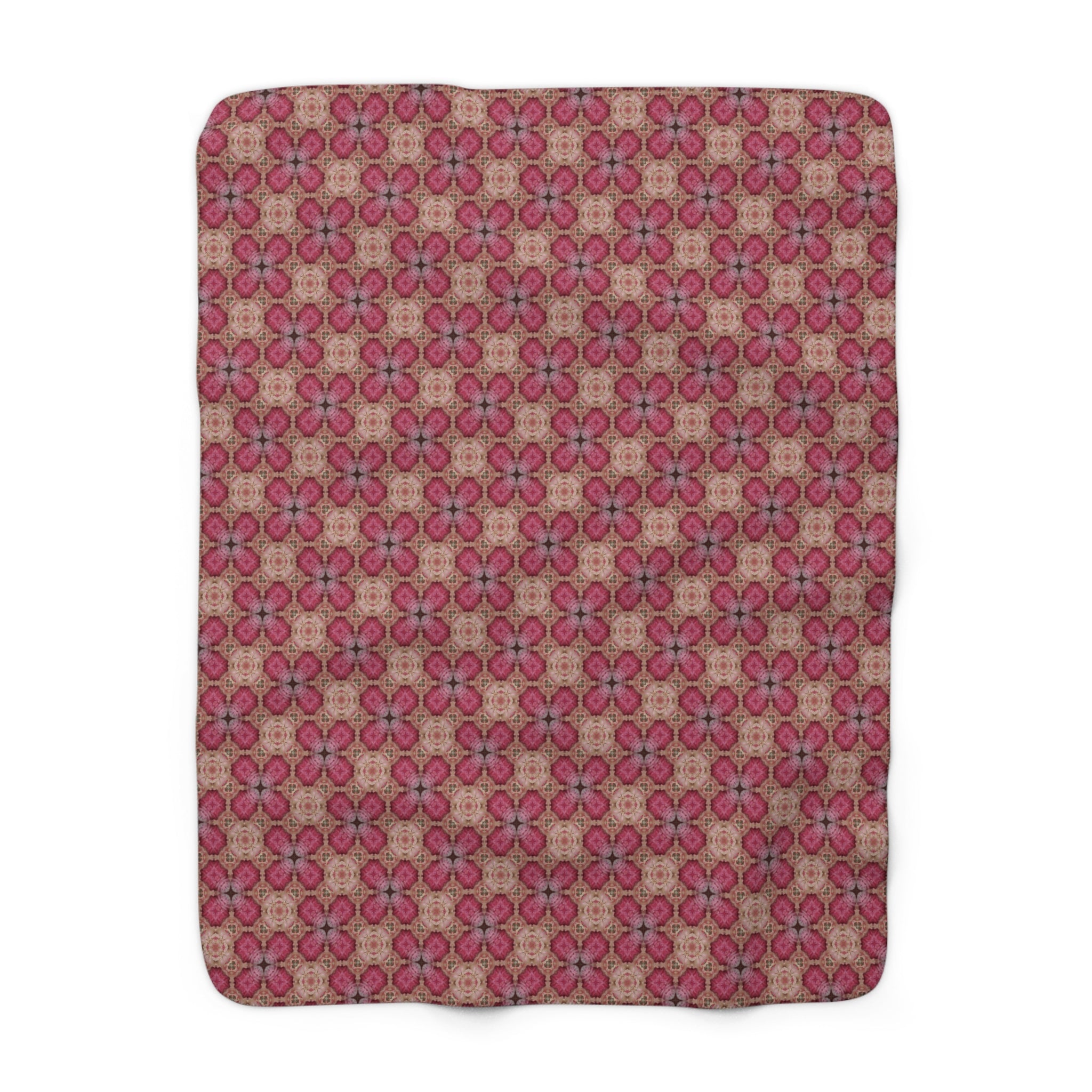 Plush Sherpa Blanket — Pink Floral Mosaic Cozy Throw