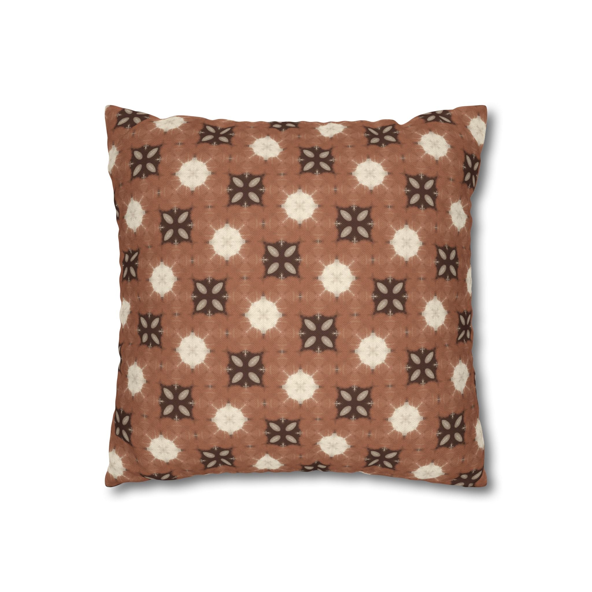 Retro Brown Geometric Spun Polyester THROW PILLOW COVER — Cozy Boho Throw Pillow Cover