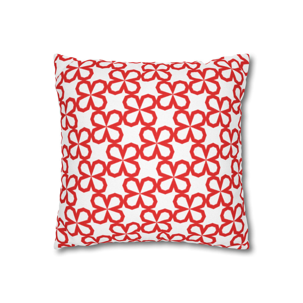 Red Doodle Flowers Pattern THROW PILLOW COVER — Decorative Square Throw Pillow Cover