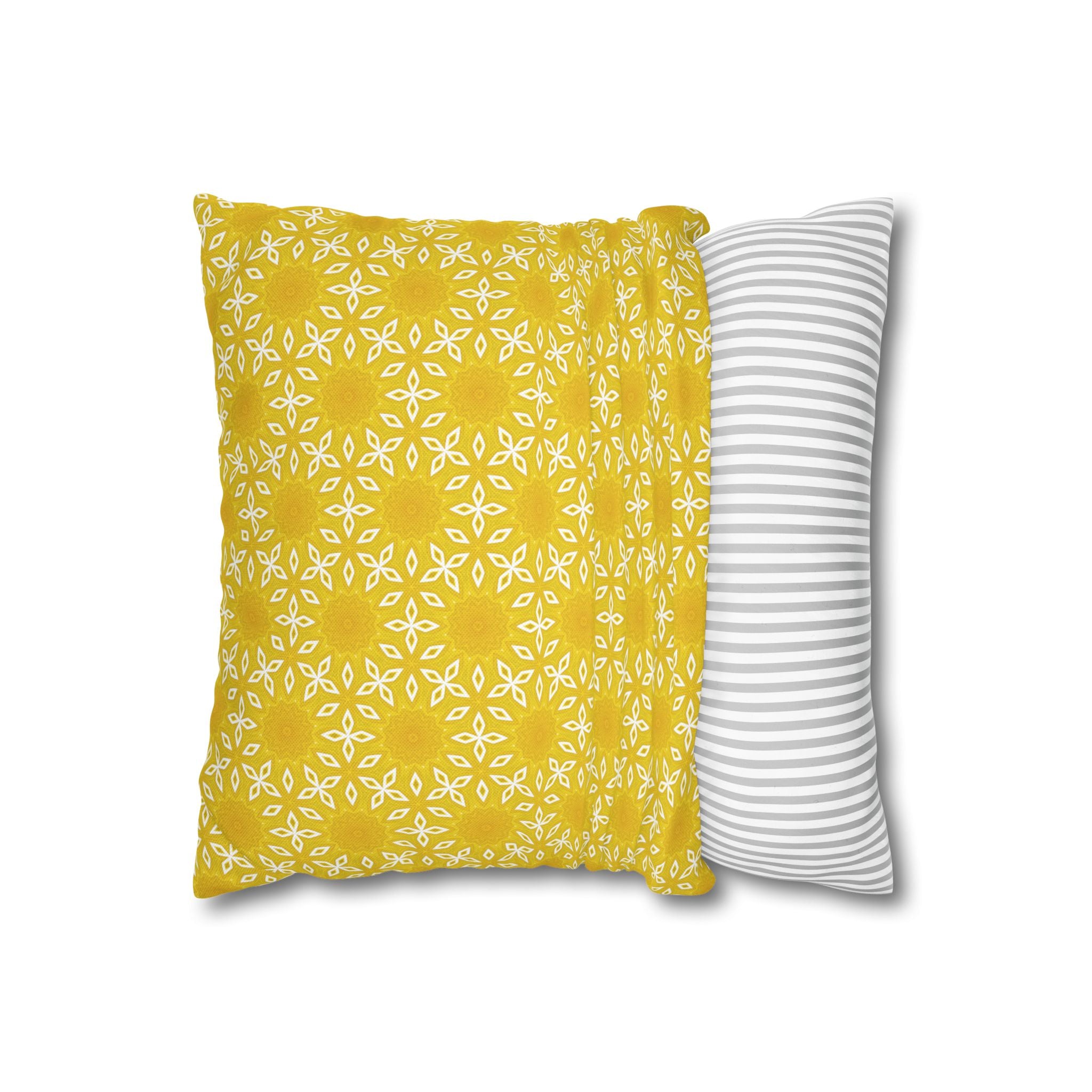 Sunny Blooms Yellow Pattern Decorative THROW PILLOW COVER — Square Throw Pillow Cover