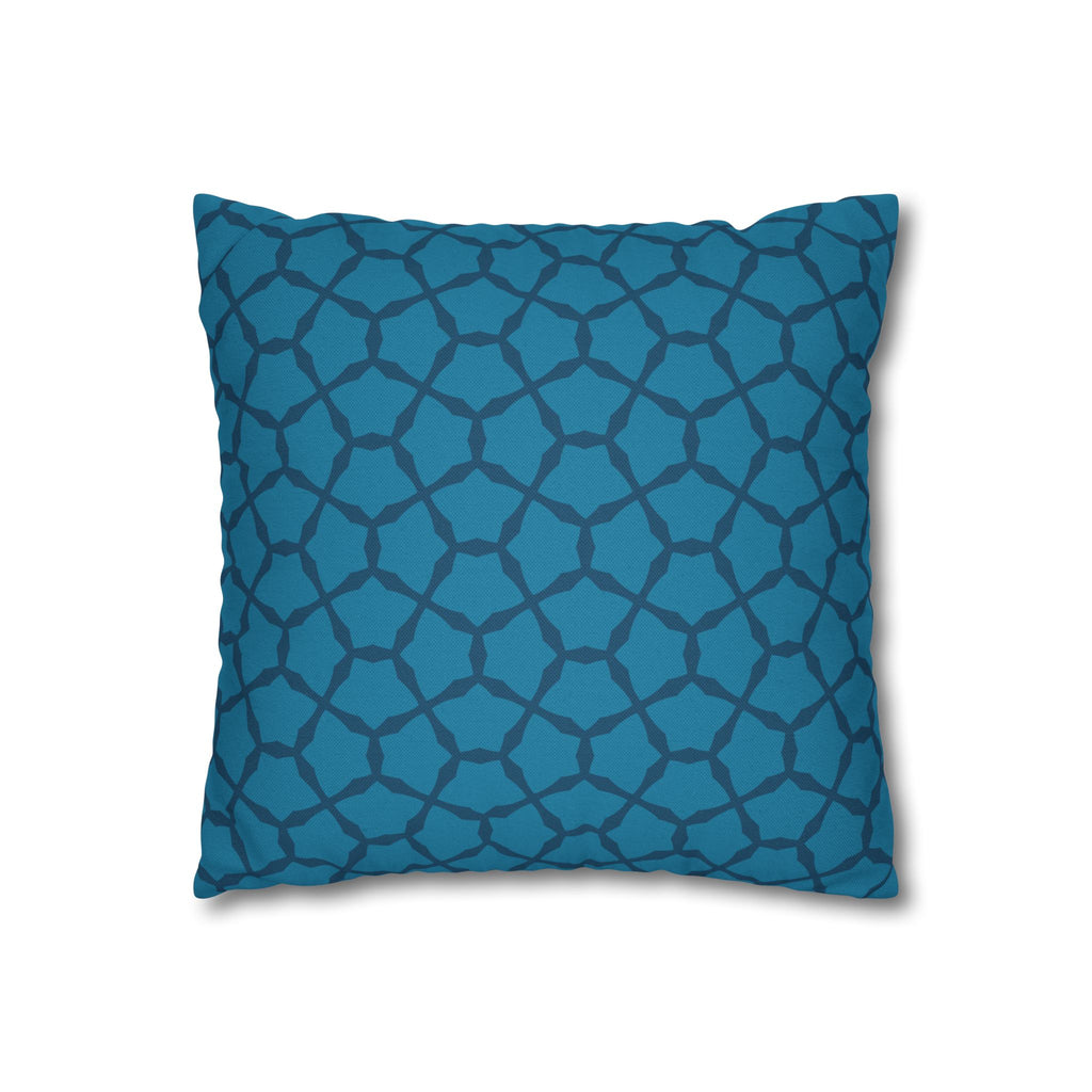 Turquoise Blue Lattice Pattern THROW PILLOW COVER — Modern Decorative Square Pillow Cover