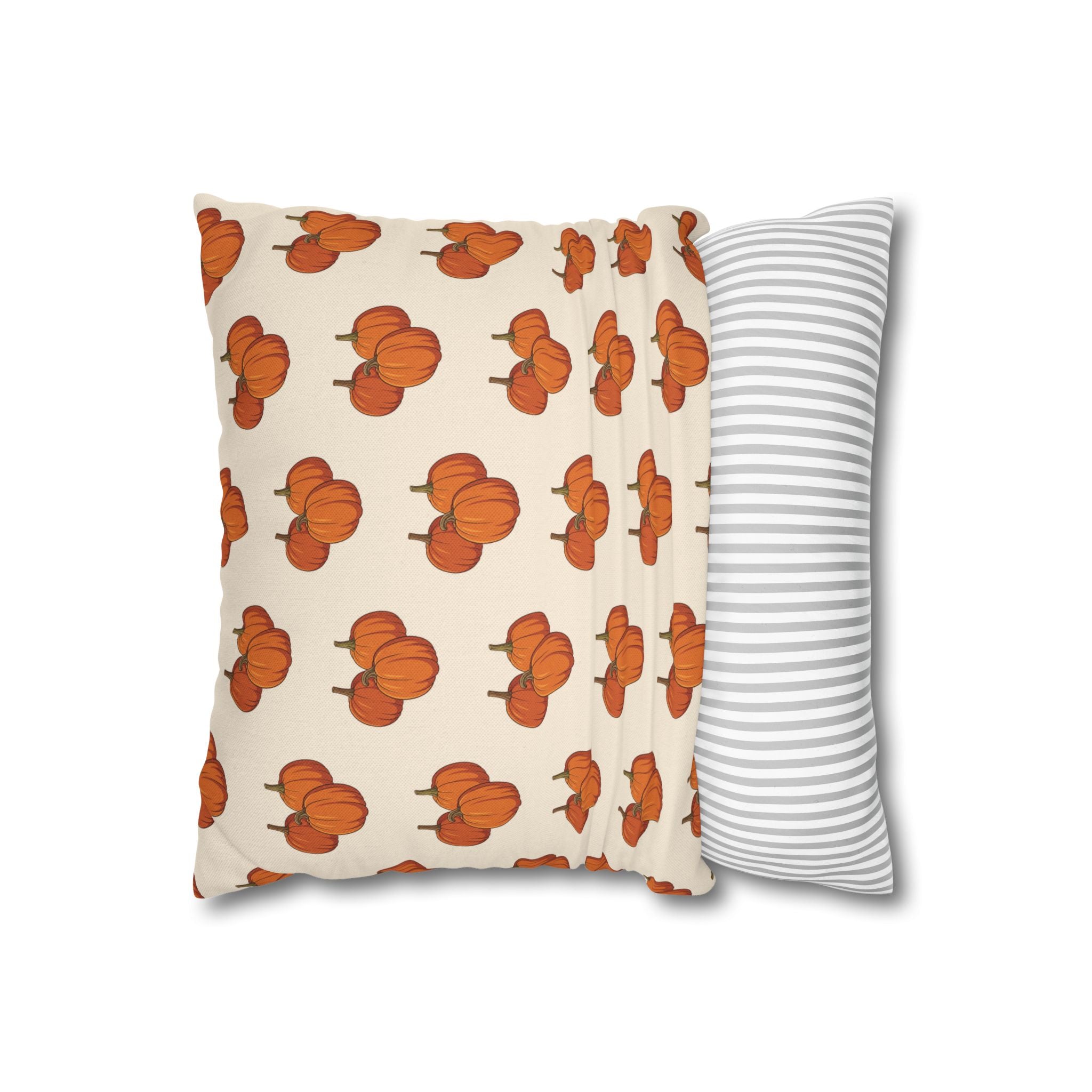 Cream Autumn Pumpkin Pattern THROW PILLOW COVER — Fall Decorative Throw Pillow Cover