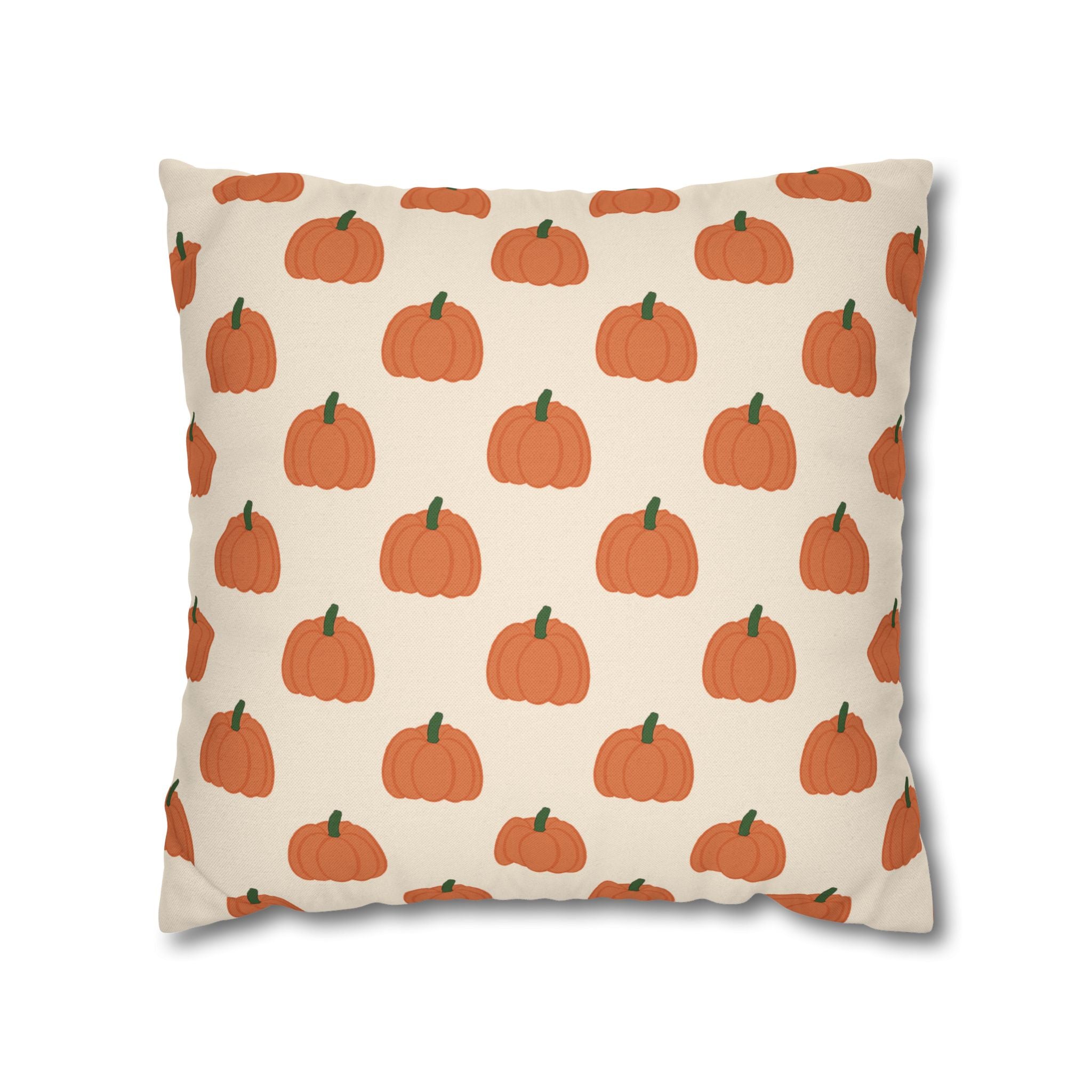 Cream Halloween Pumpkin Pattern THROW PILLOW COVER — Fall Decorative Square Pillow Cover