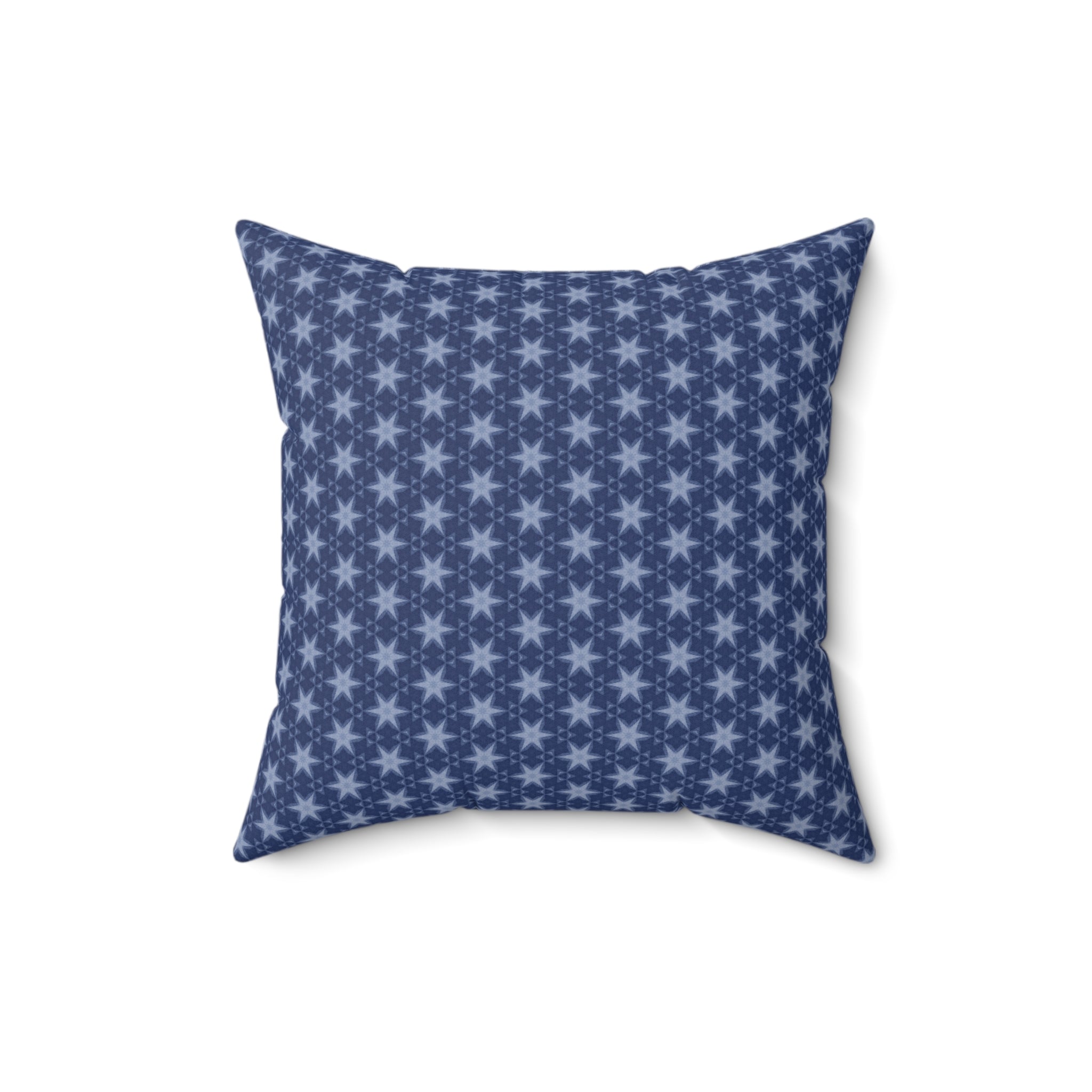 Patriotic July 4th Blue Stars Square Pillow — Spun Polyester Patriotic Throw Pillow