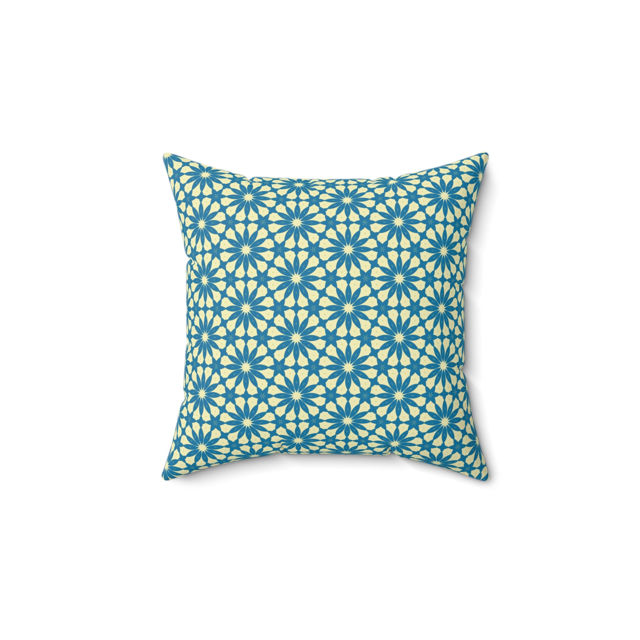 Geometric Teal Daisy Pattern Pillow